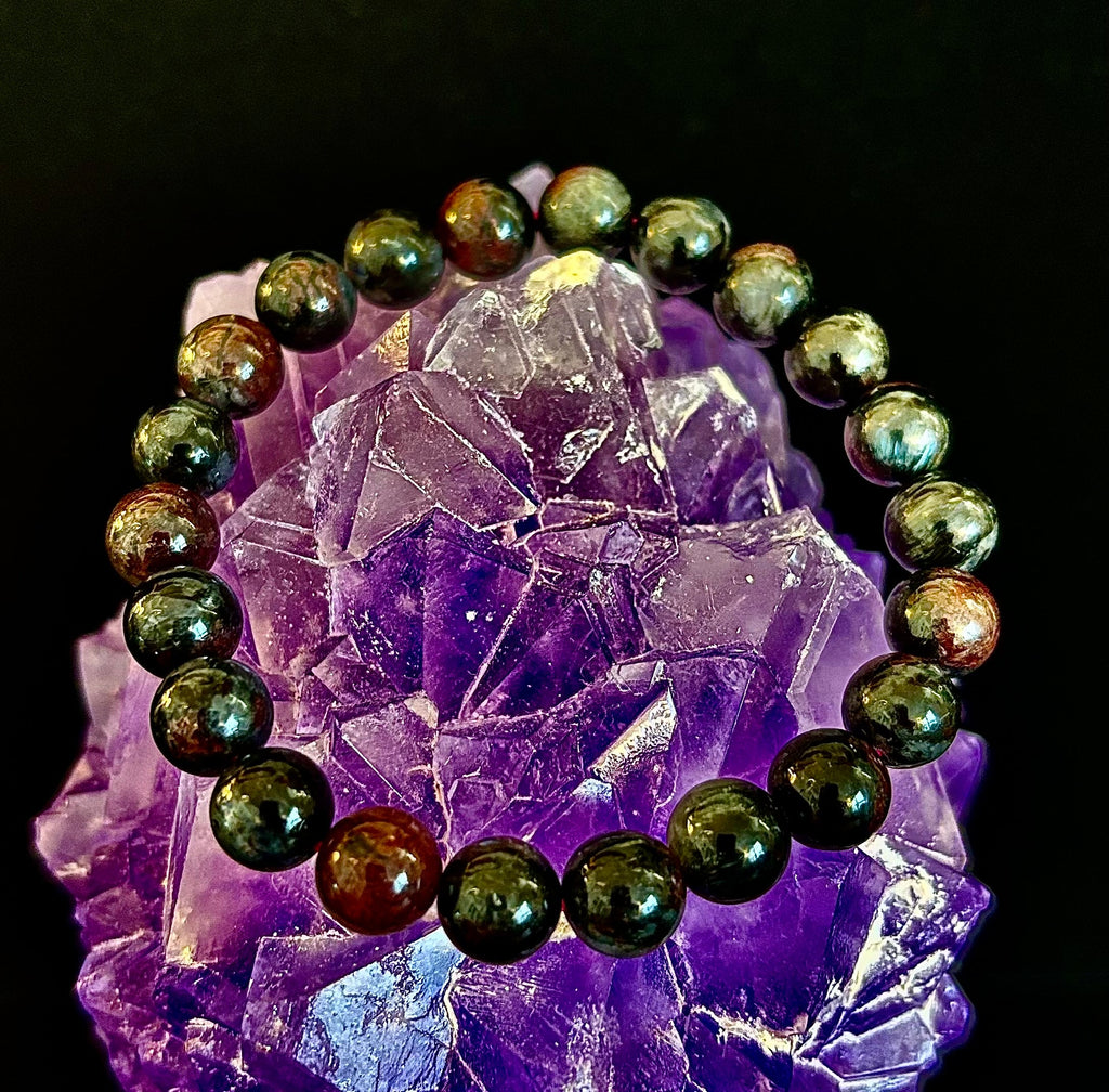 Astrophyllite with Garnet Bracelet – Grounded Transformation & Passionate Strength (8mm Beads) | | Wiccan Center