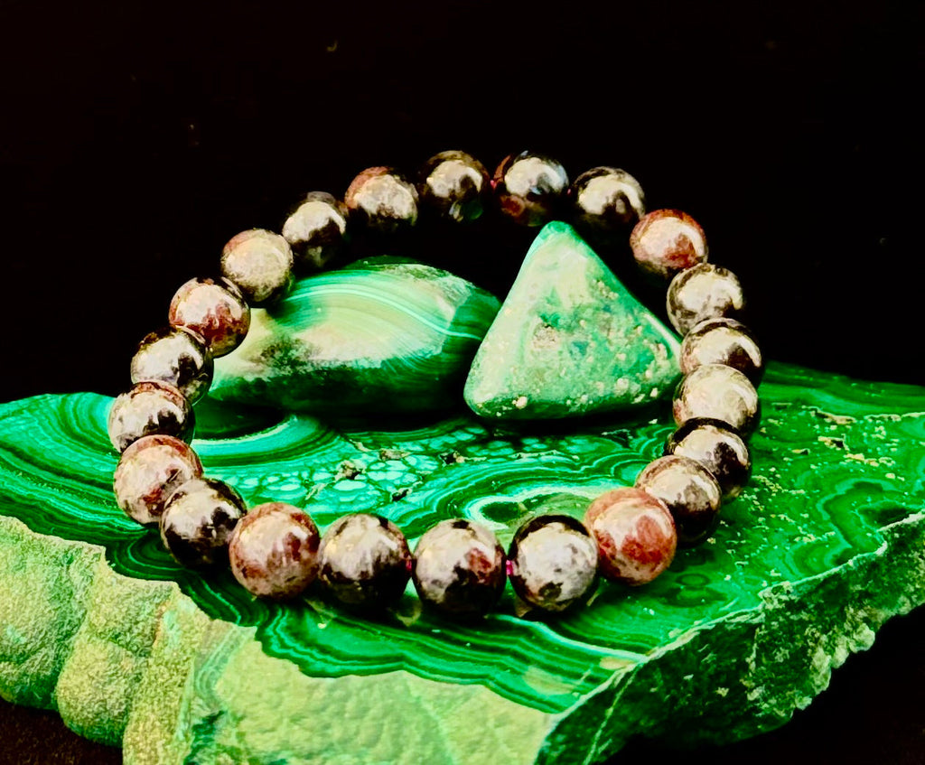 Astrophyllite with Garnet Bracelet – Grounded Transformation & Passionate Strength (8mm Beads) | | Wiccan Center