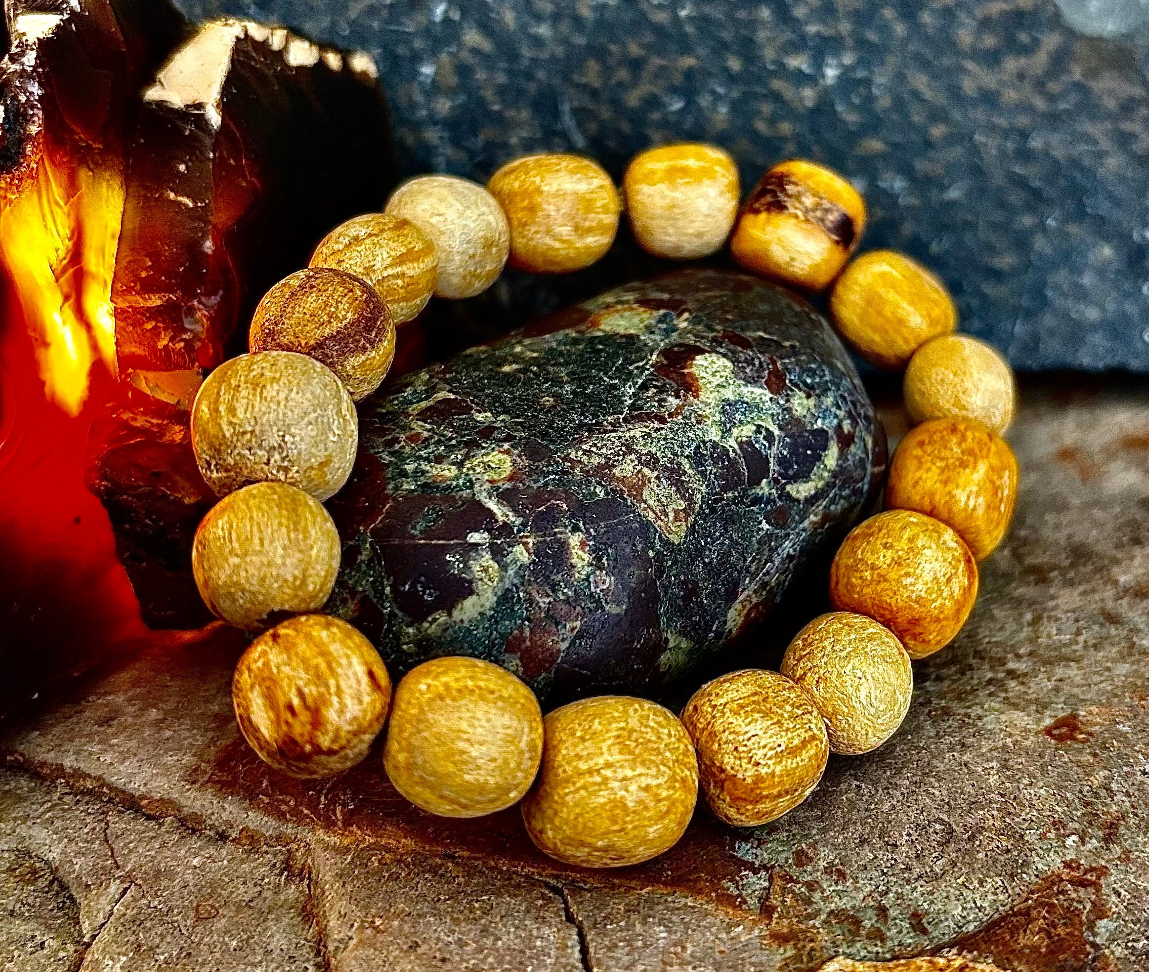 Palo Santo Beaded Bracelet – Cleansing Energy, Calm & Grounded Balance | | Wiccan Center
