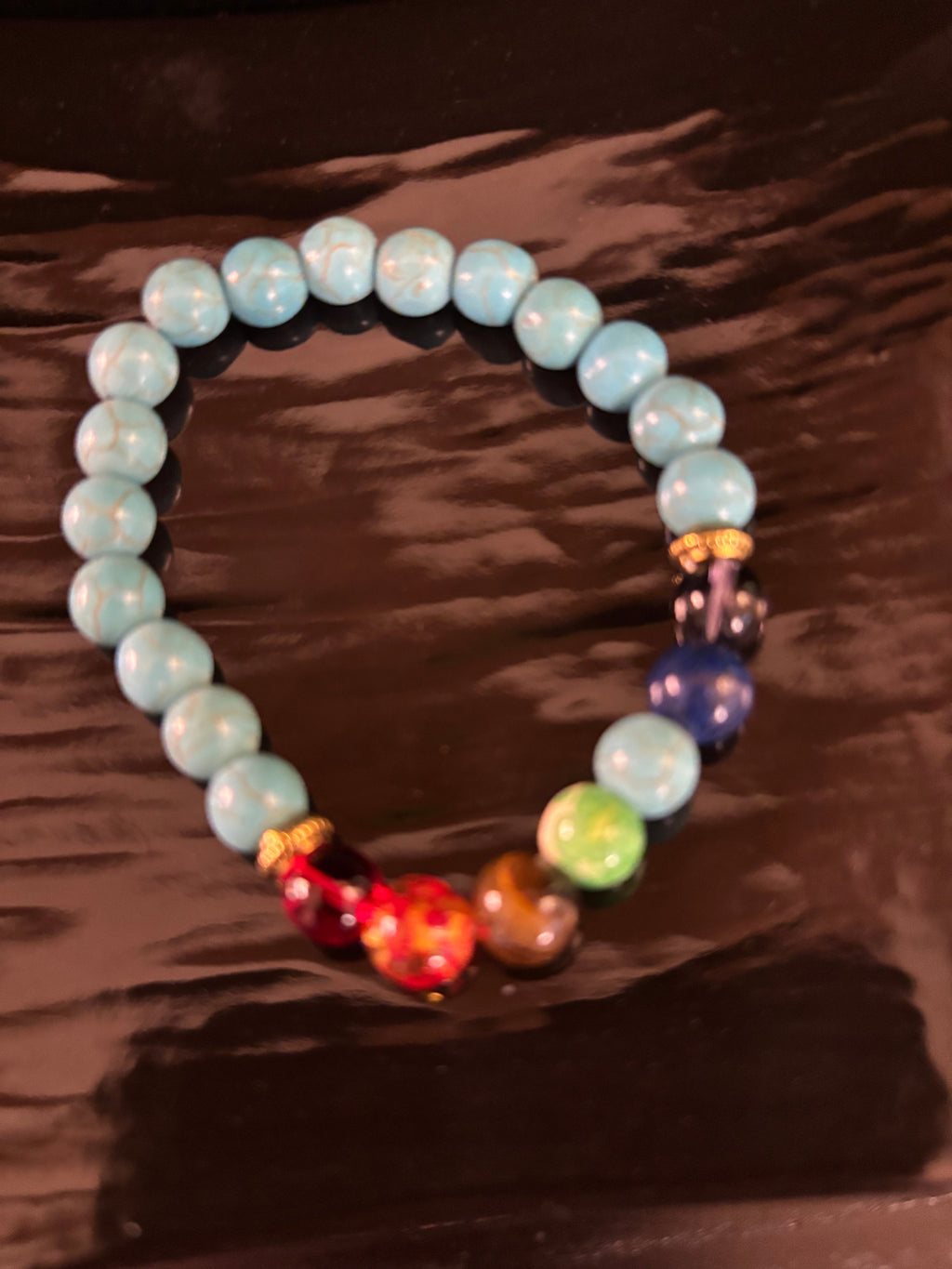 Chakra Healing Bracelet – Turquoise Howlite Energy Beads with Chakra Stones | | Wiccan Center