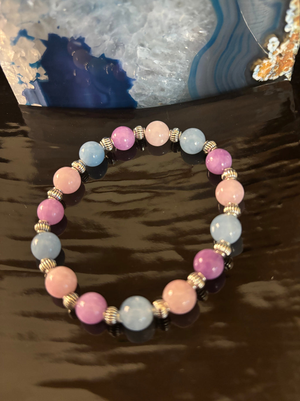 Calming Bracelet – Aquamarine & Kunzite Beads | Reduce Stress & Embrace Inner Peace | | Wiccan Center