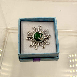 Sterling Silver Sun & Moon Malachite Ring - Size 8 - Transformative, Protective & Empowering | Rings | Wiccan Center