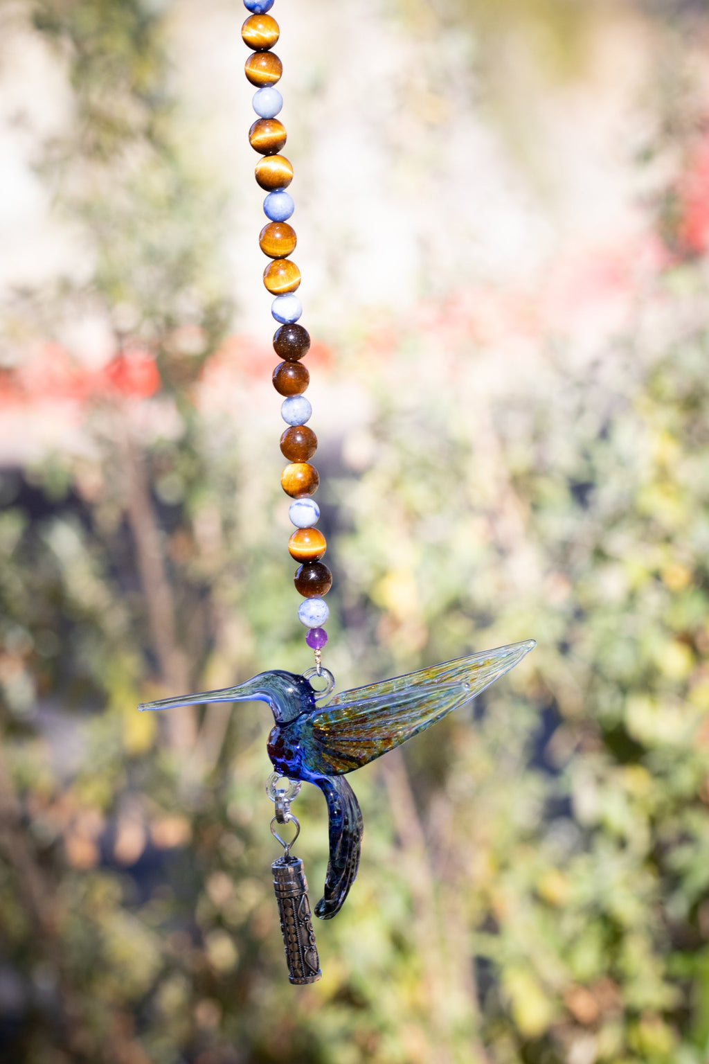 Blue and Yellow Hummingbird with Keepsake Vial