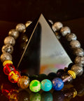 Chakra & Black Spectrolite Energy Balance Bracelet | | Wiccan Center