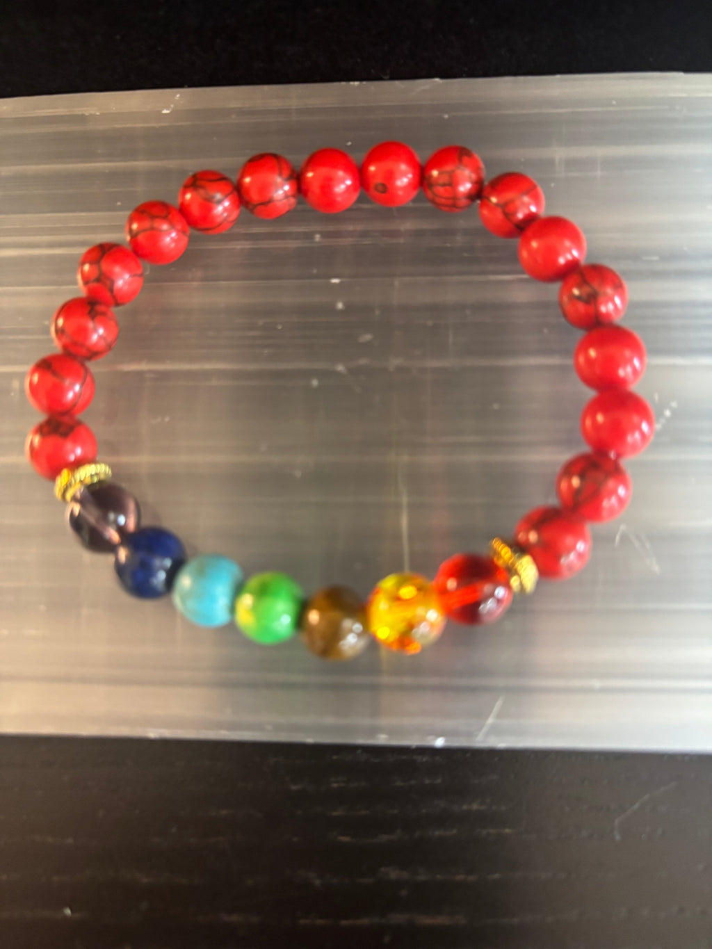 Chakra & Red Turquoise Energy Alignment Bracelet – 8mm Beads for Spiritual Protection & Vitality (Medium Wrists) | | Wiccan Center