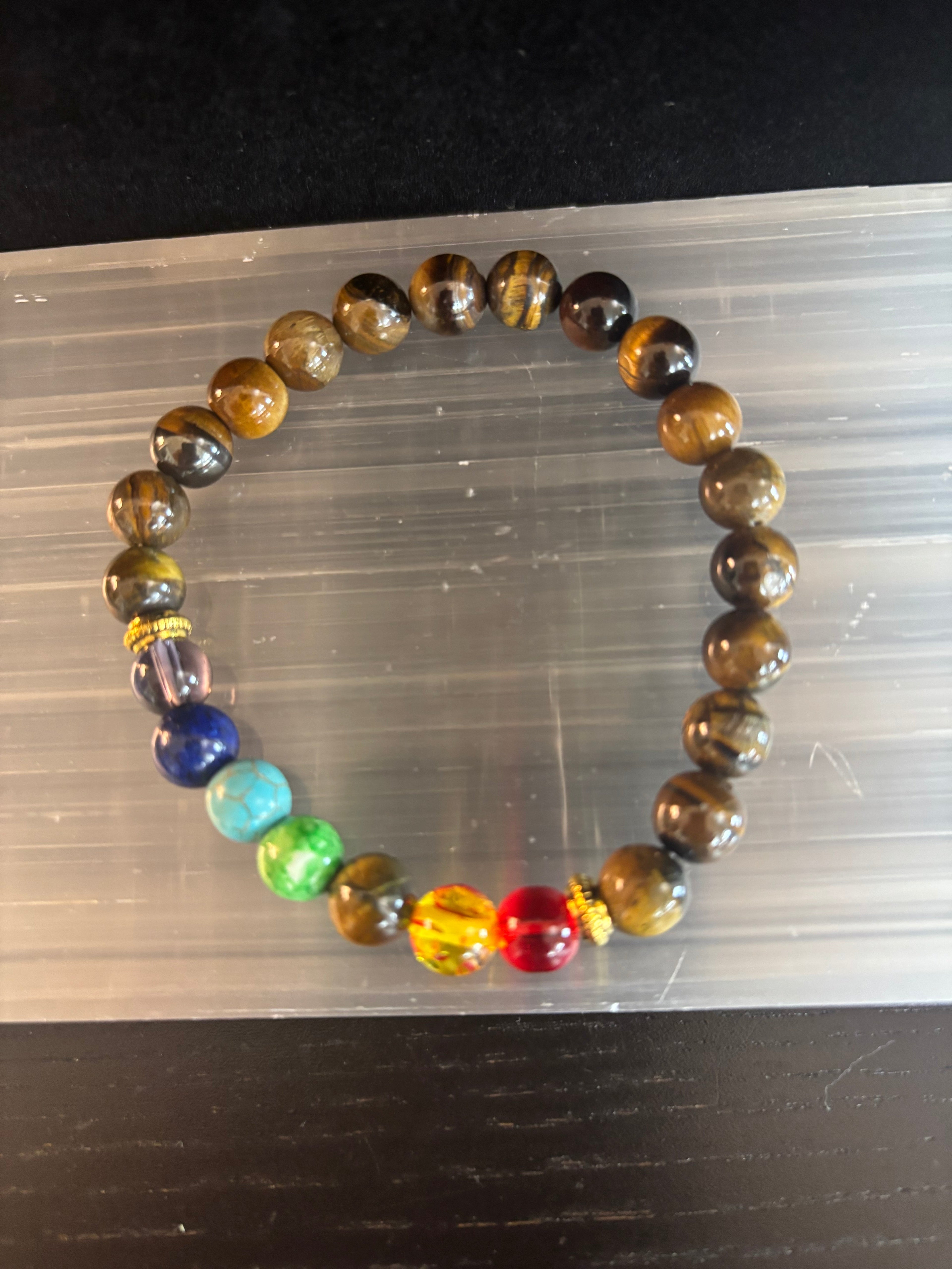 Tiger Eye Chakra Healing Bracelet – Strength, Protection & Balanced Energy (8mm) | | Wiccan Center