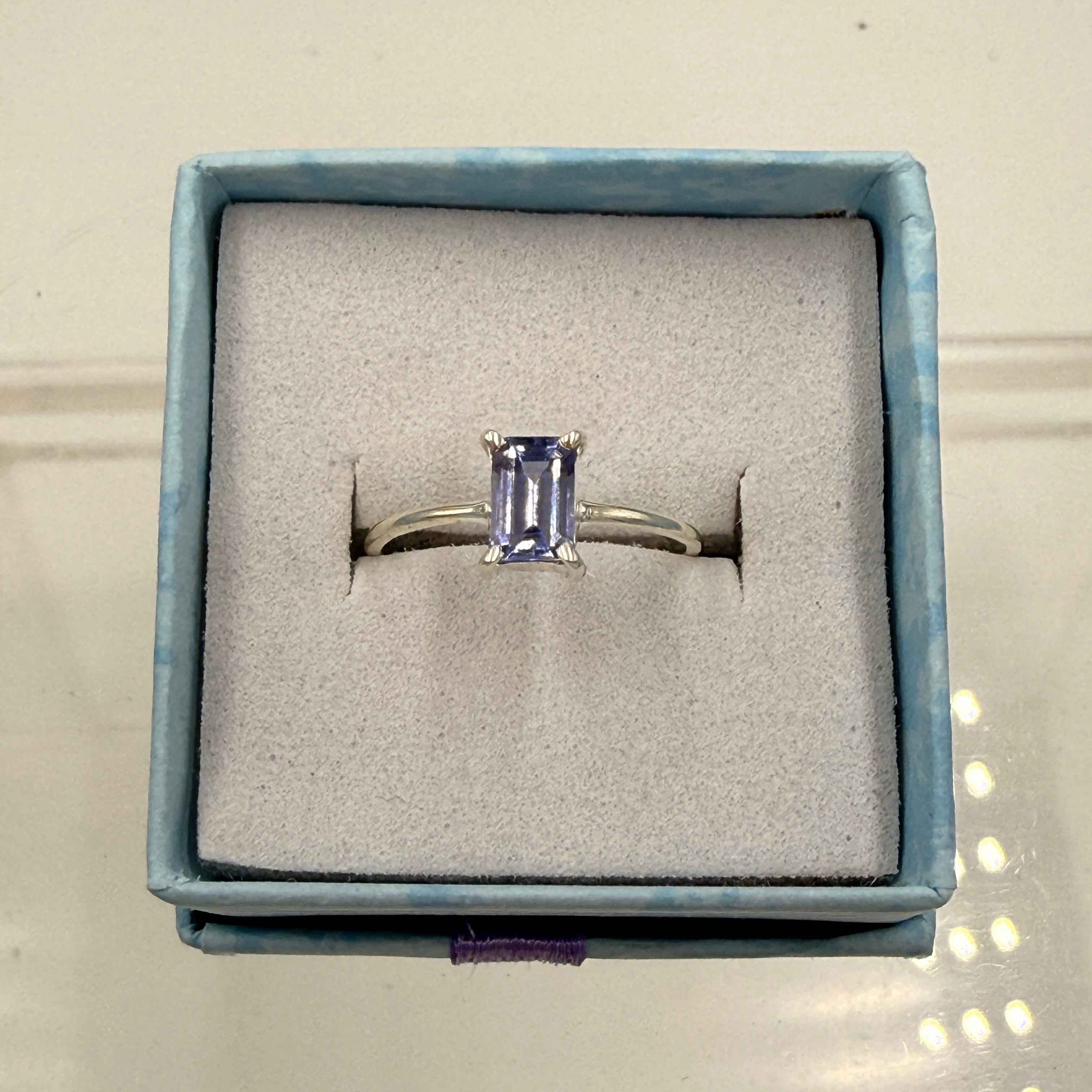 Sterling Silver Rectangular Tanzanite Ring - Size 5 - Spiritual, Intuitive & Elevated | Rings | Wiccan Center