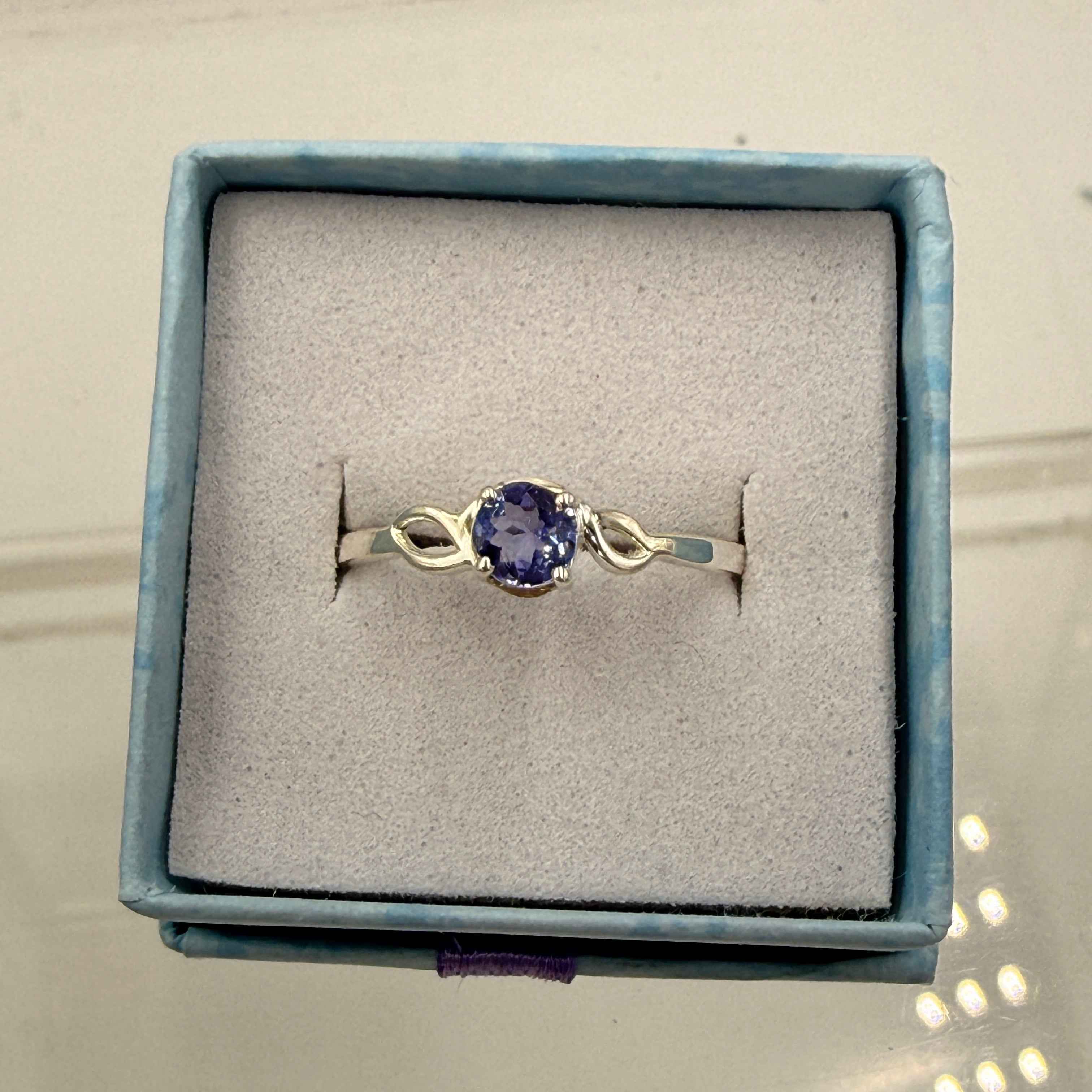 Sterling Silver Double Swirl Round Tanzanite Ring - Size 10 - Spiritual, Intuitive & Elevated | Rings | Wiccan Center