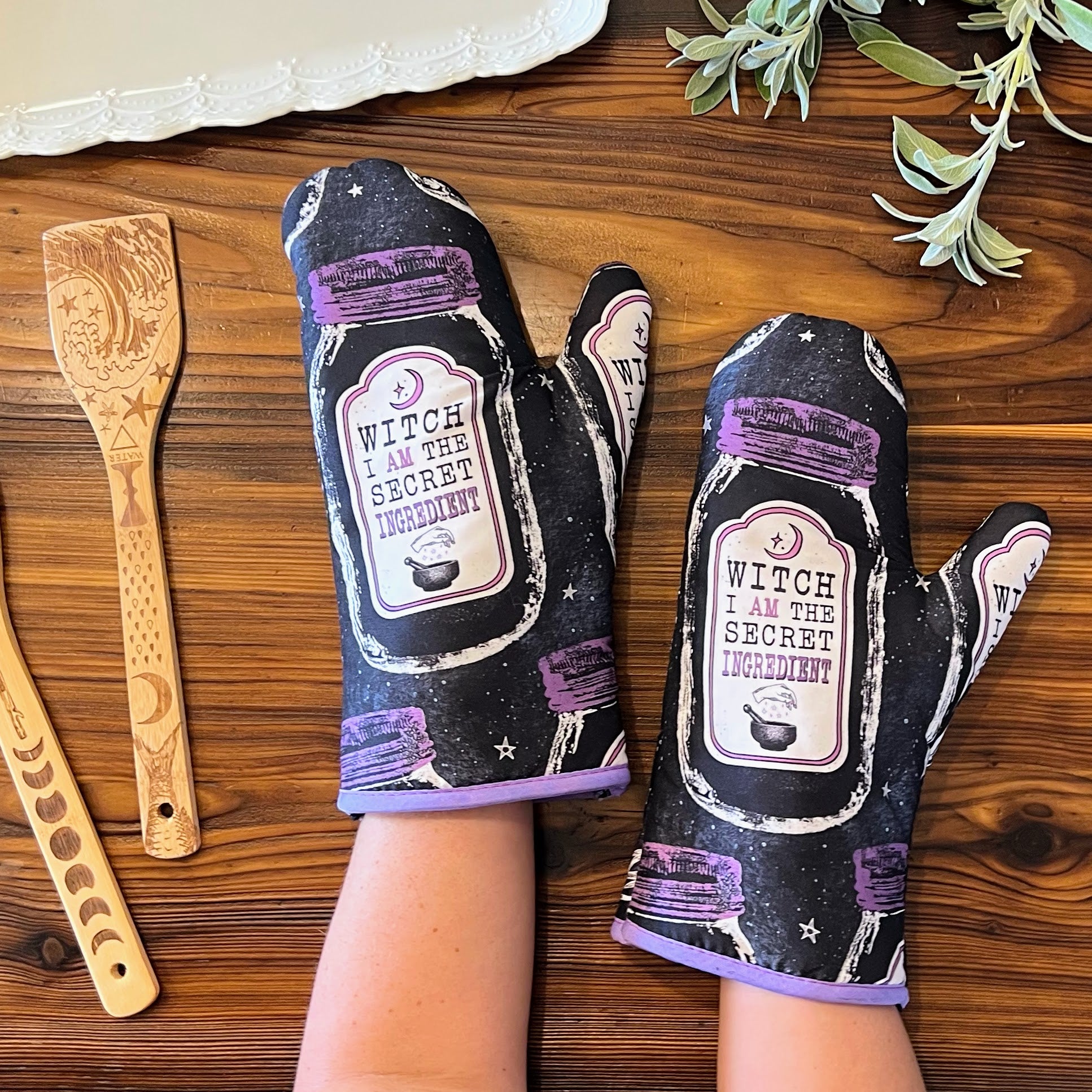 Kitchen Witch Oven Mitt Set | Kitchen | Wiccan Center