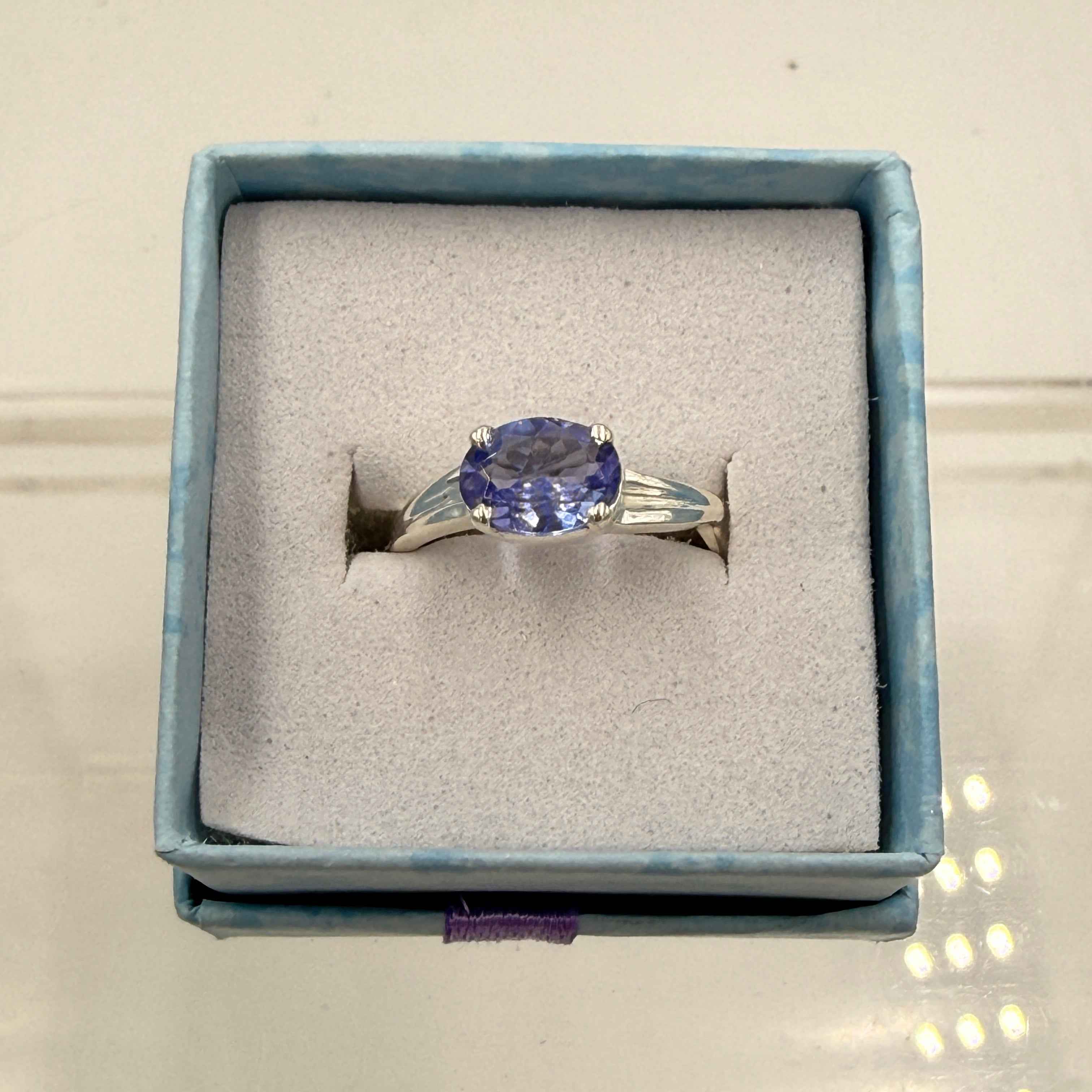 Sterling Silver Horizon Set Oval Tanzanite Ring - Size 6 - Spiritual, Intuitive & Elevated | Rings | Wiccan Center