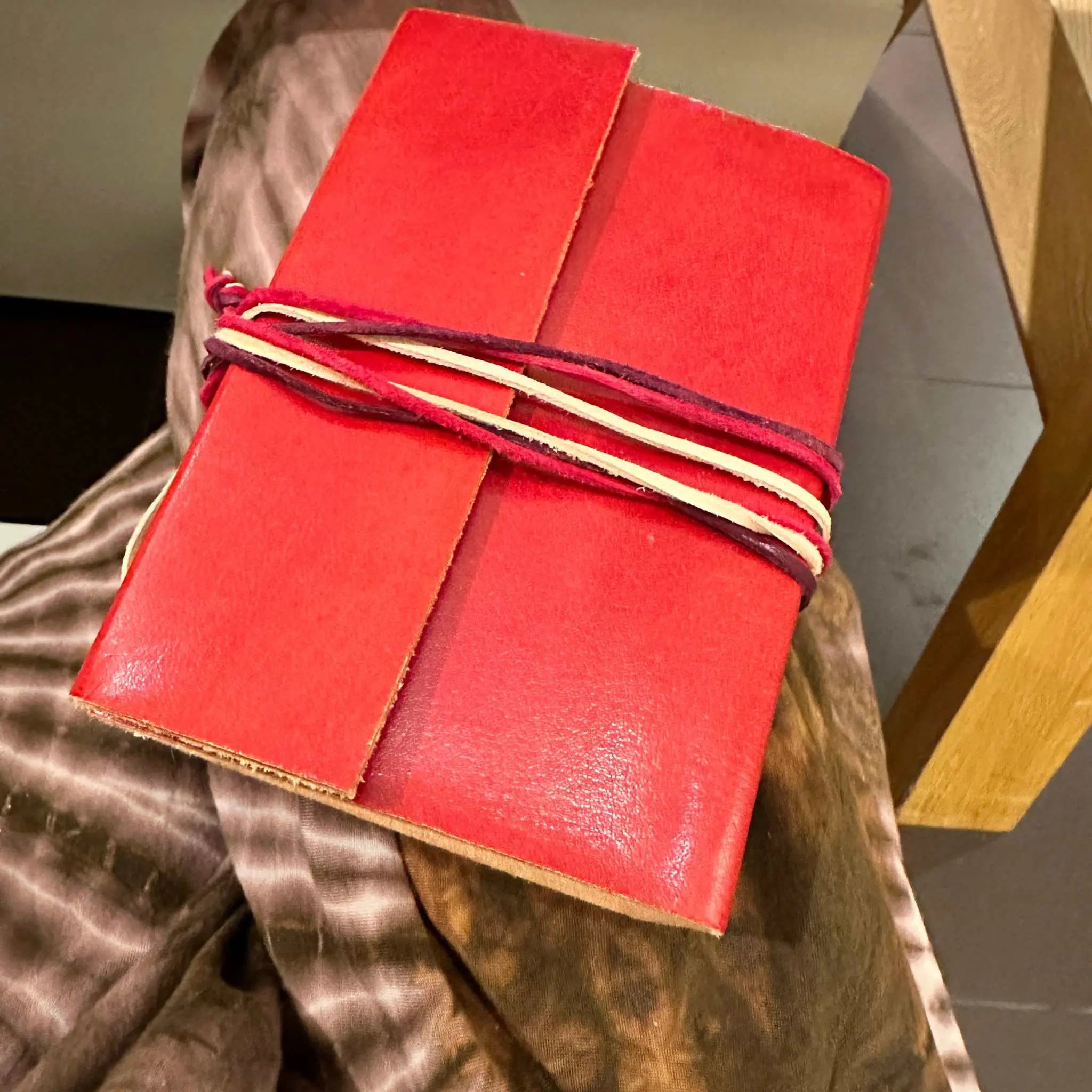 Red Leather Journal with Leather Ties | Sacred Book Store | Wiccan Center