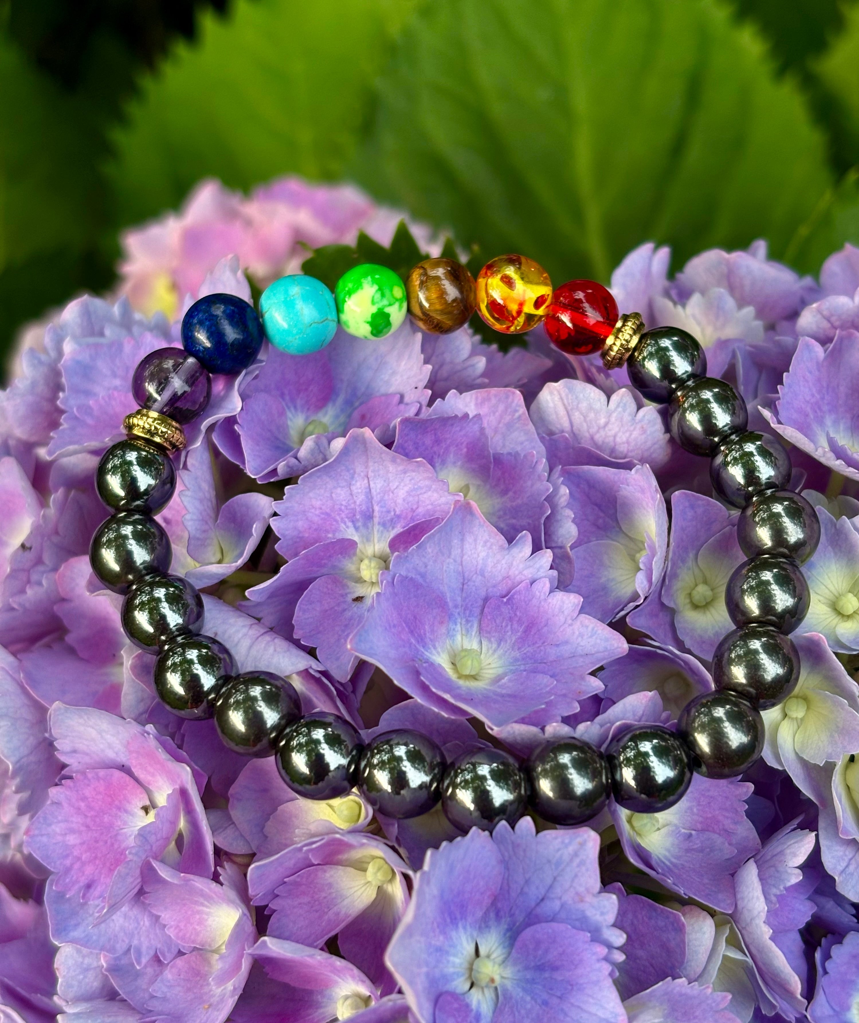 Chakra Healing Reiki-Infused Bracelet with Hematite - Grounding, Protection & Balance | | Wiccan Center