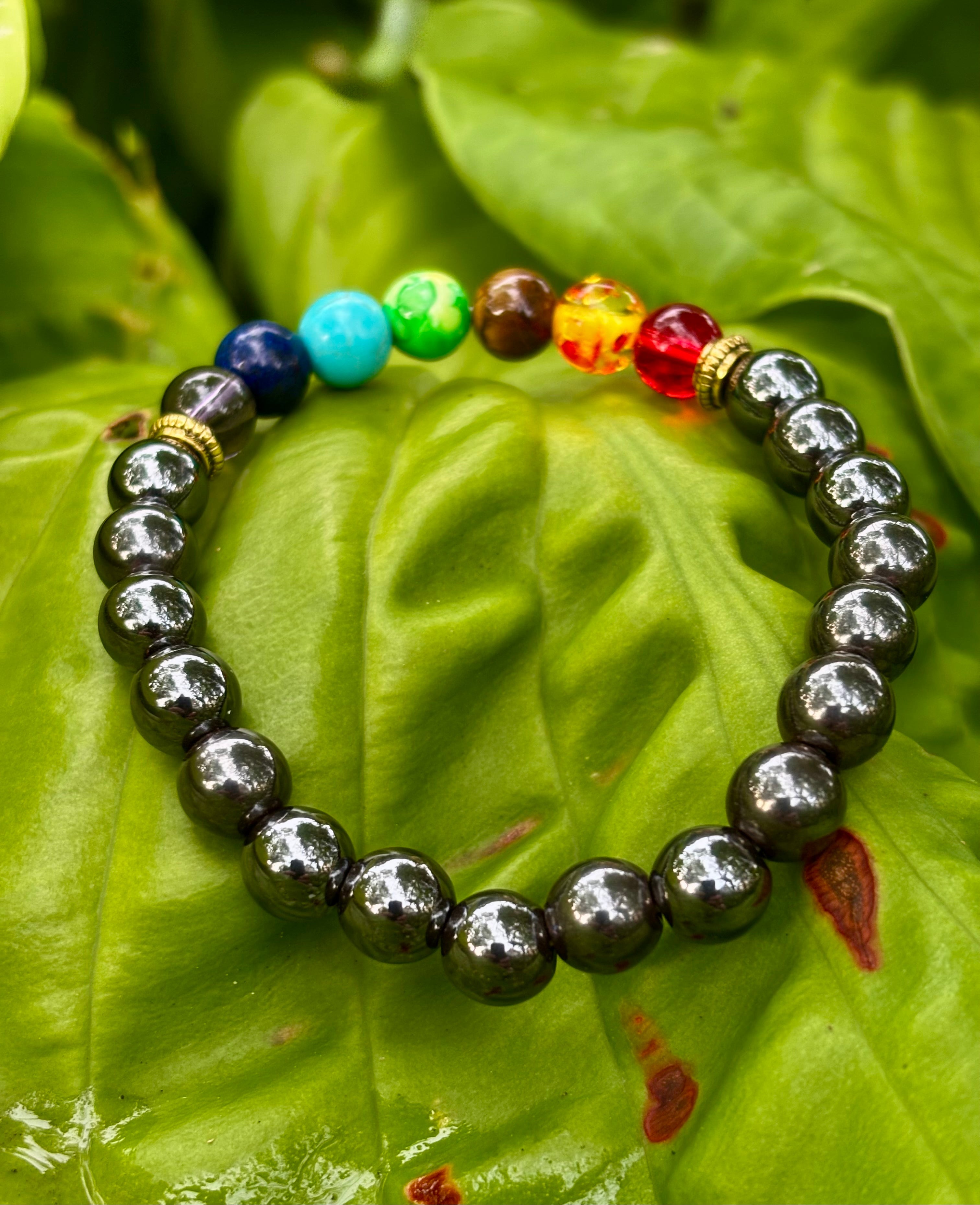 Chakra Healing Reiki-Infused Bracelet with Hematite - Grounding, Protection & Balance | | Wiccan Center