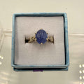 Sterling Silver Leaf Banded Oval Tanzanite Ring - Size 6 - Spiritual, Intuitive & Elevated | Rings | Wiccan Center