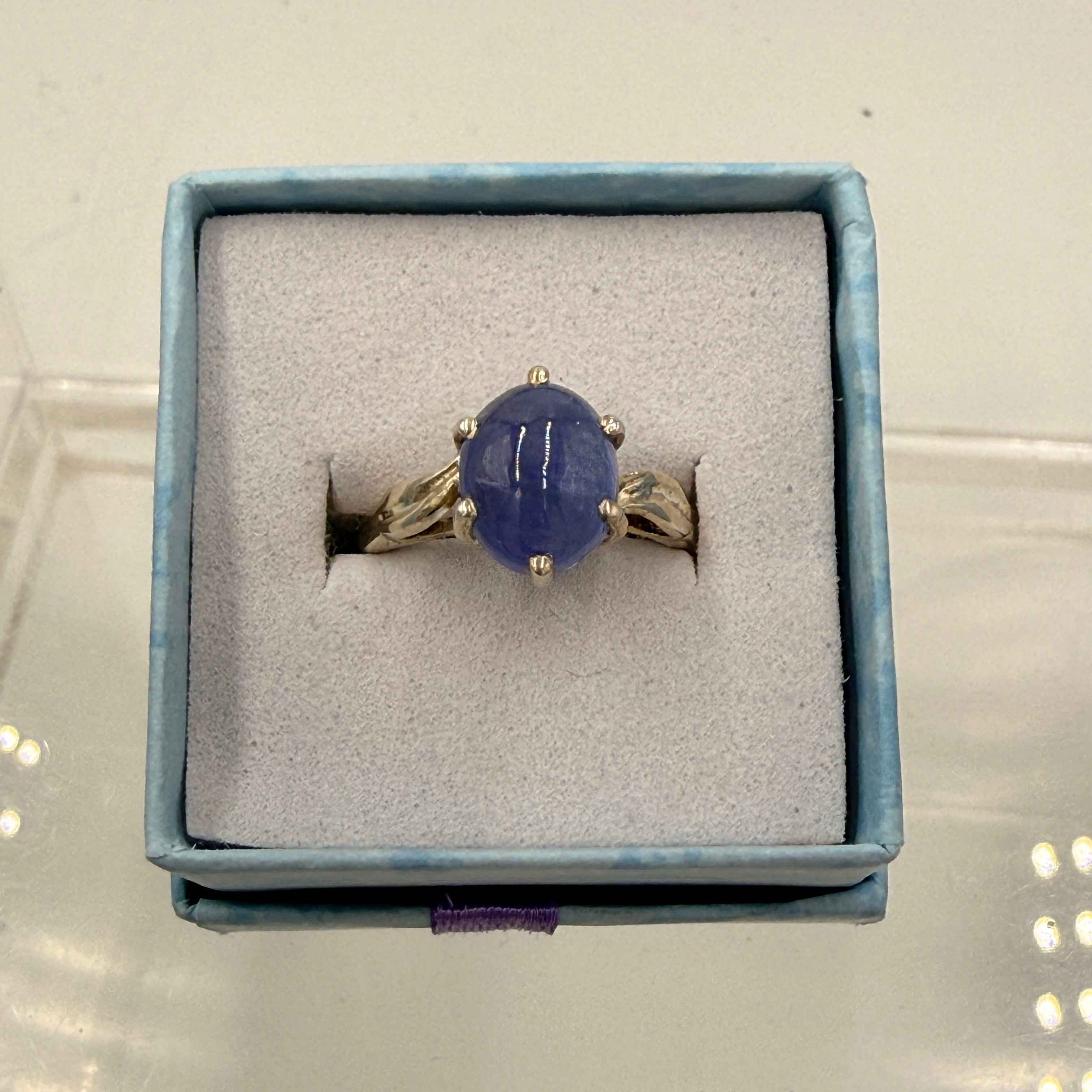 Sterling Silver Leaf Banded Oval Tanzanite Ring - Size 6 - Spiritual, Intuitive & Elevated | Rings | Wiccan Center