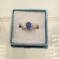 Sterling Silver Flowy Band Oval Tanzanite Ring - Size 6 - Spiritual, Intuitive & Elevated | Rings | Wiccan Center