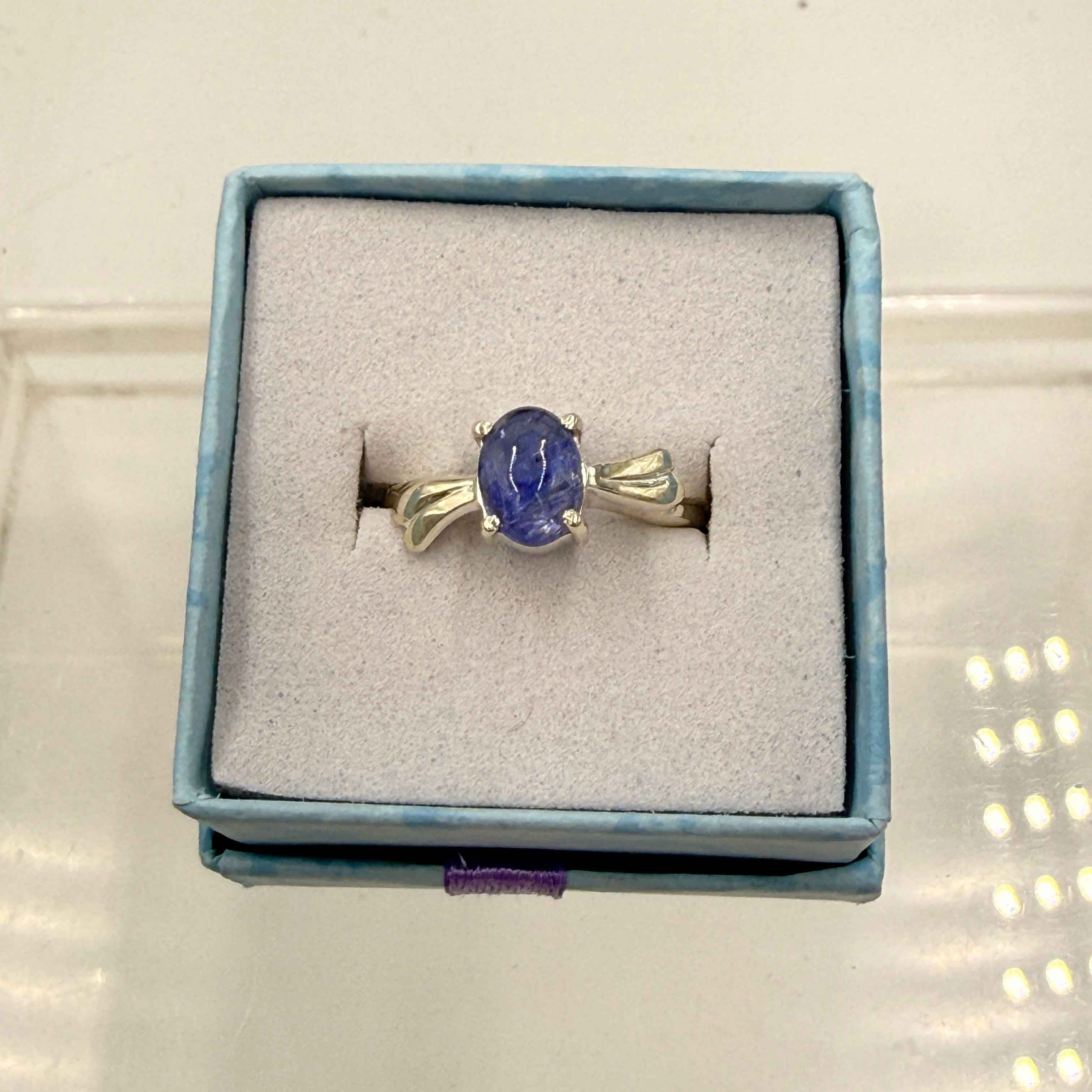 Sterling Silver Flowy Band Oval Tanzanite Ring - Size 6 - Spiritual, Intuitive & Elevated | Rings | Wiccan Center