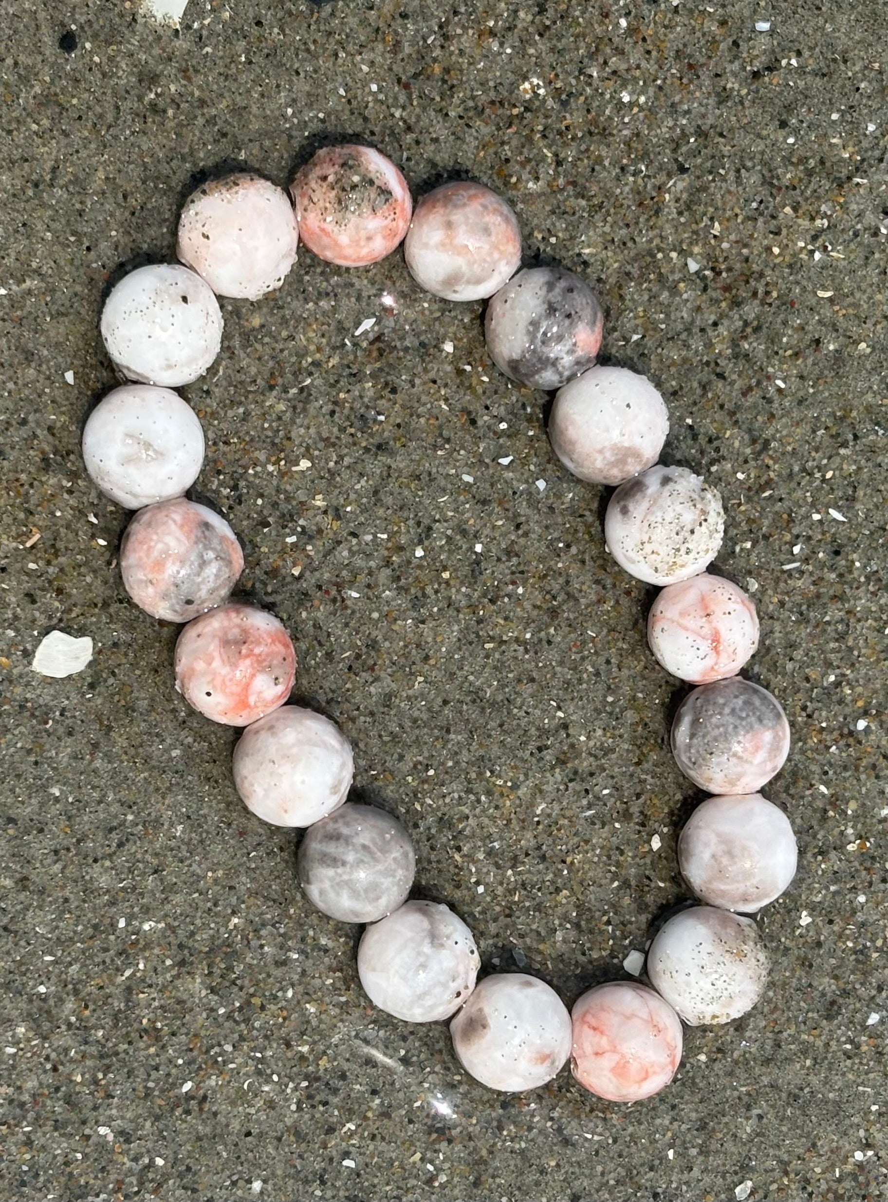 Pink Zebra Jasper Beaded Beach Vibes Bracelet – Natural Stone for Calm, Confidence, and Happiness | | Wiccan Center