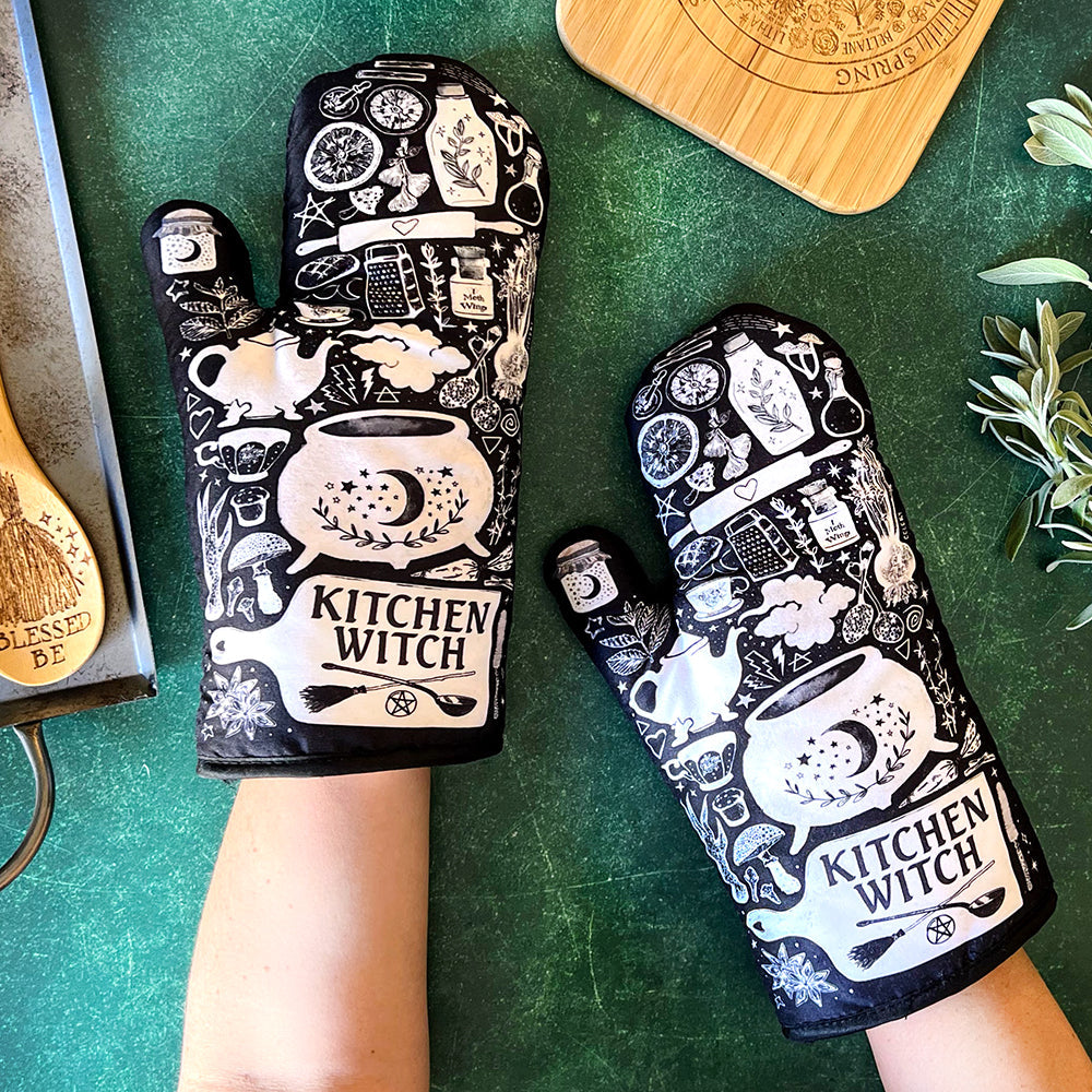 Kitchen Witch Oven Mitt Set | Kitchen | Wiccan Center