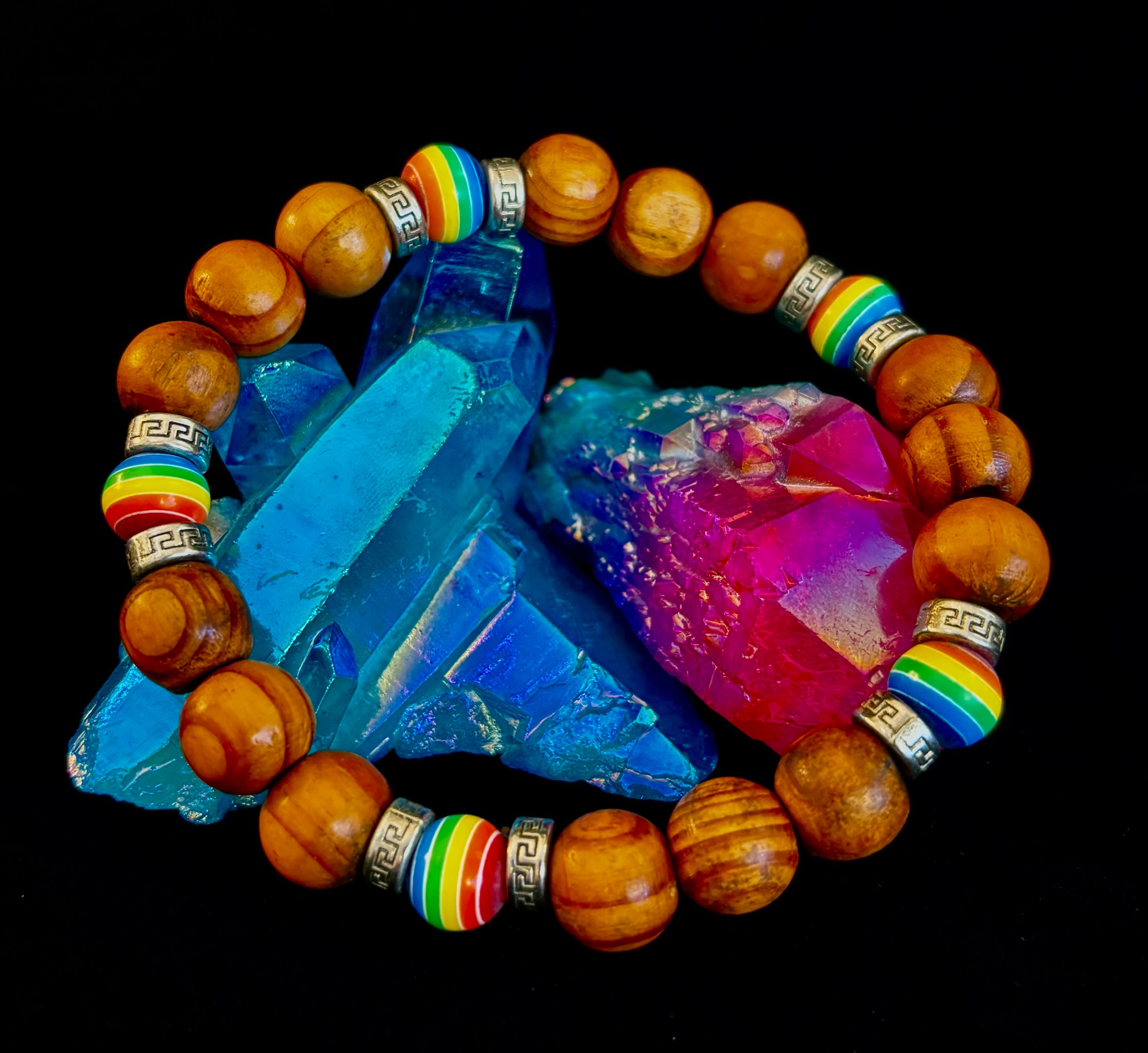 Coconut Palm Tree Wood with Pride Bead - 8"-8.5" - Large and XL Wrists | | Wiccan Center
