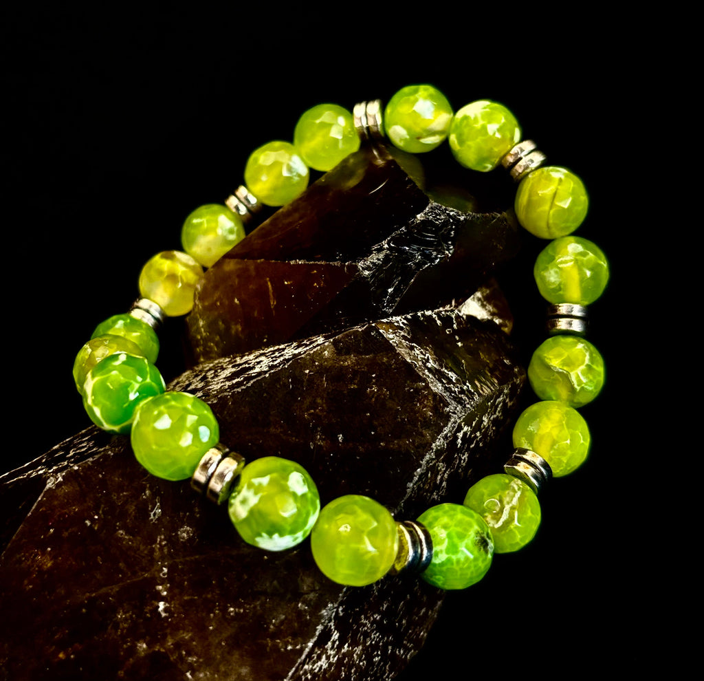 Green Lime Agate - 8"-8.5" - Large and XL Wrists | | Wiccan Center