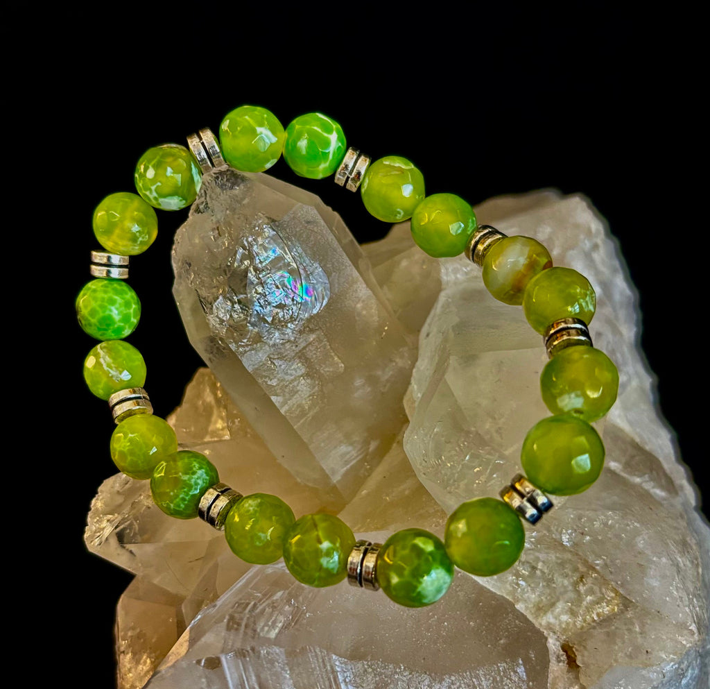 Green Lime Agate - 8"-8.5" - Large and XL Wrists | | Wiccan Center