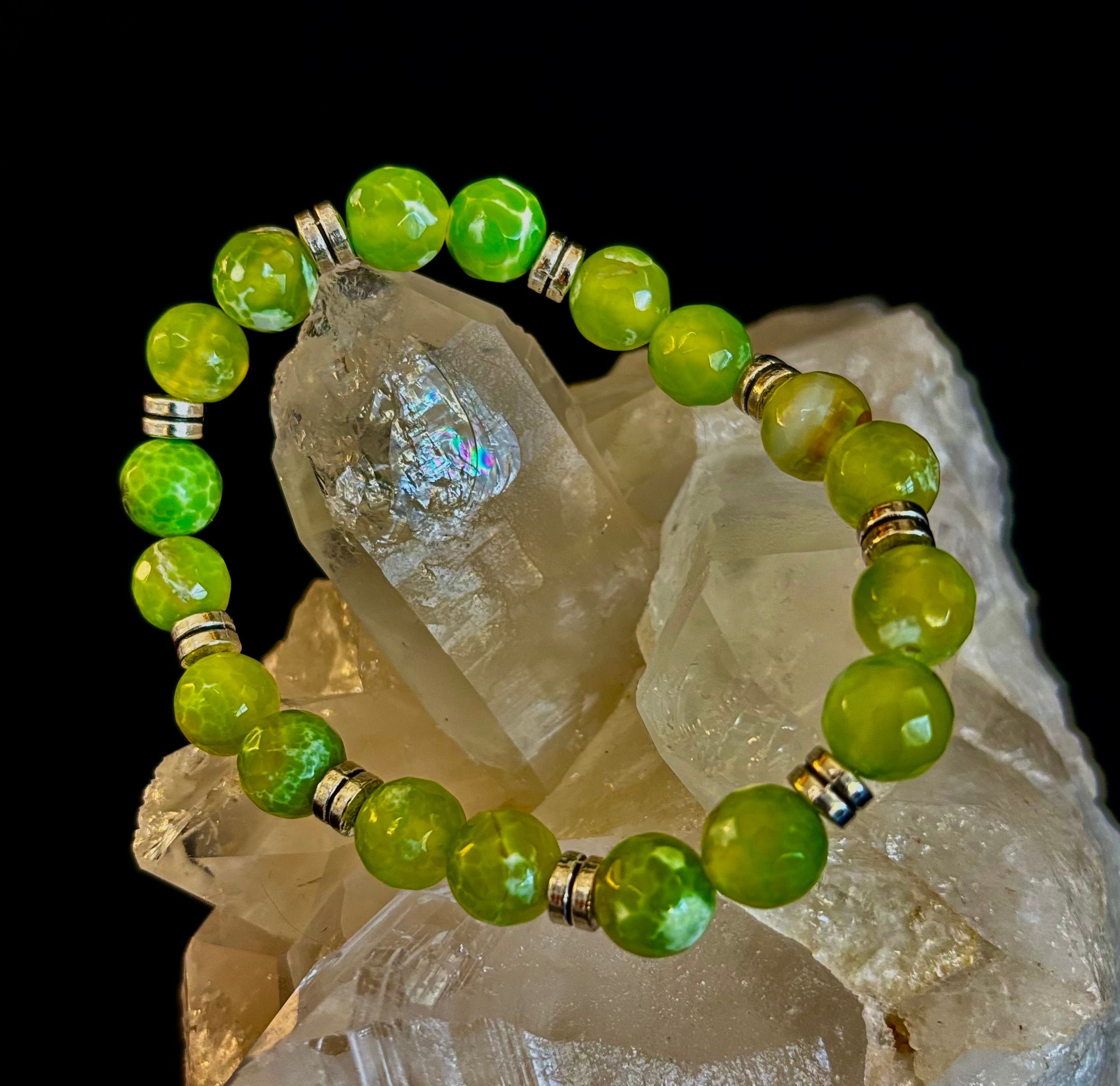 Green Lime Agate - 8"-8.5" - Large and XL Wrists | | Wiccan Center