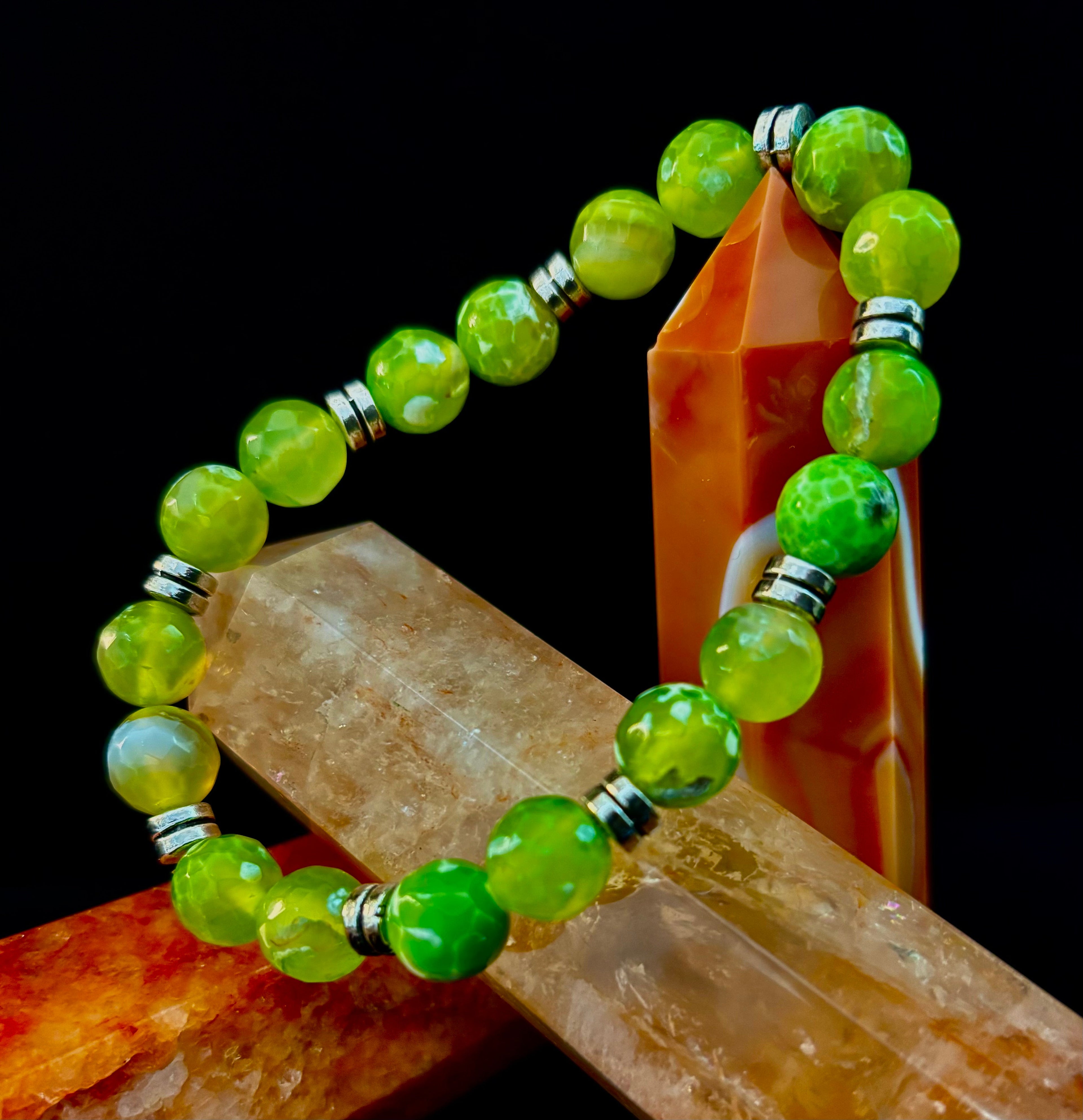 Green Lime Agate - 8"-8.5" - Large and XL Wrists | | Wiccan Center