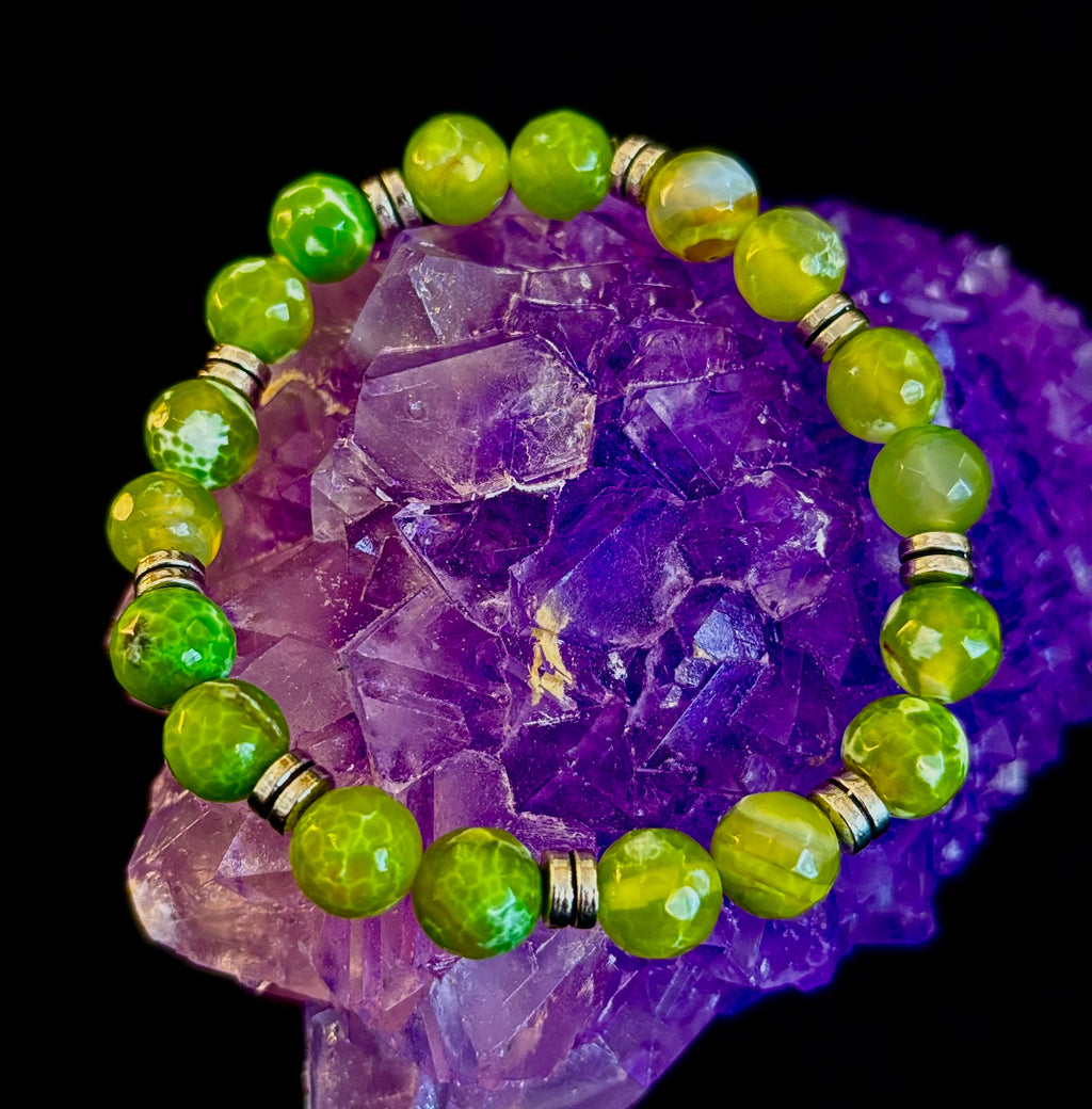 Green Lime Agate - 8"-8.5" - Large and XL Wrists | | Wiccan Center