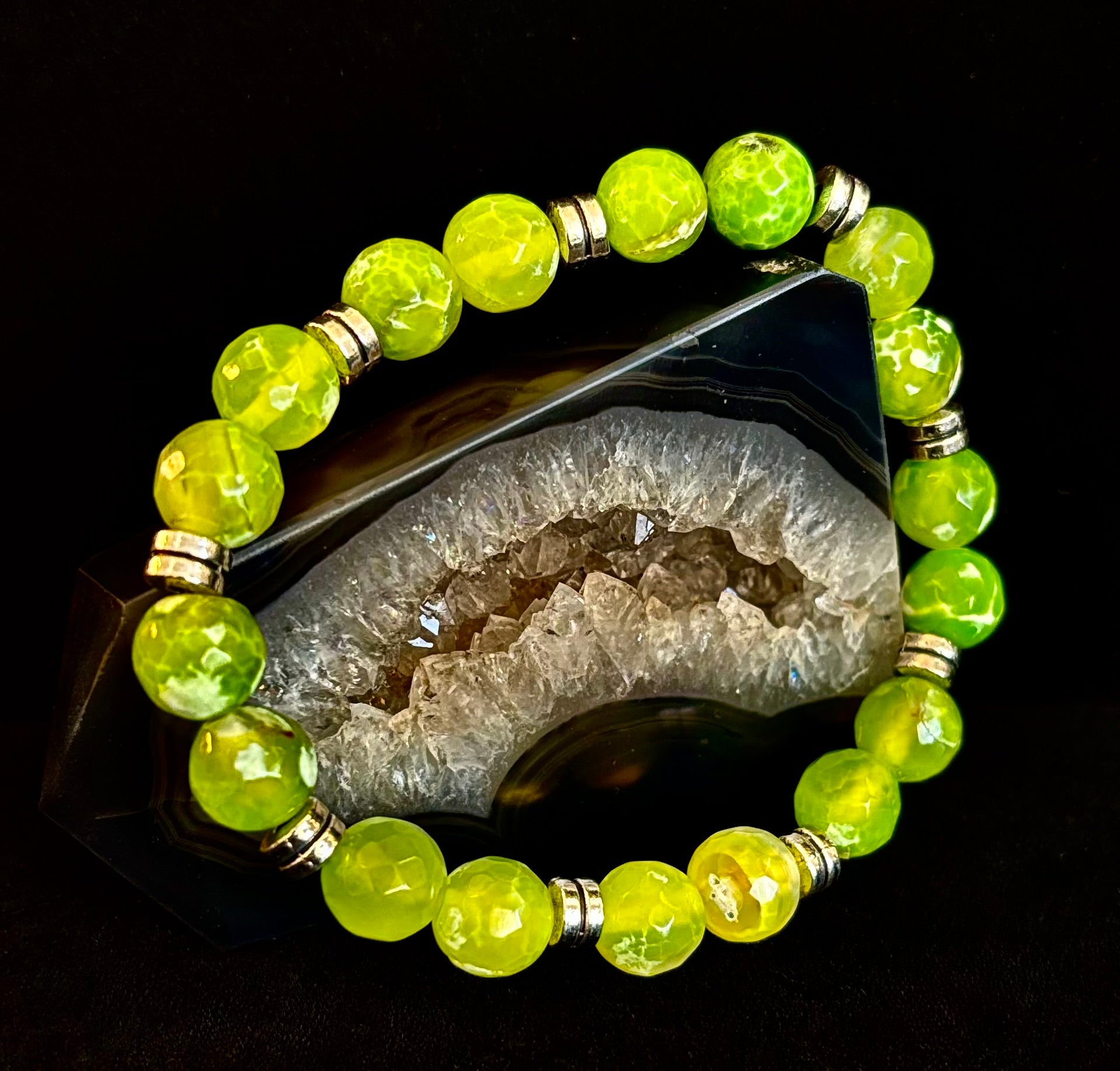 Green Lime Agate - 8"-8.5" - Large and XL Wrists | | Wiccan Center