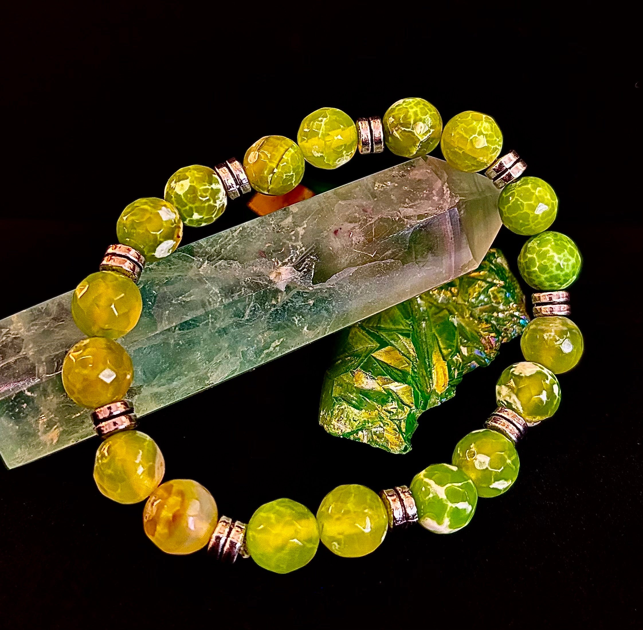 Green Lime Agate - 8"-8.5" - Large and XL Wrists | | Wiccan Center