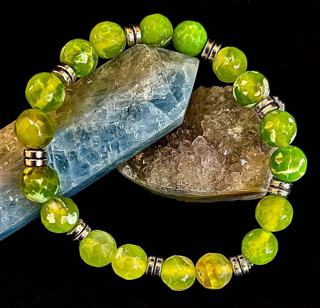 Green Lime Agate - 8"-8.5" - Large and XL Wrists | | Wiccan Center