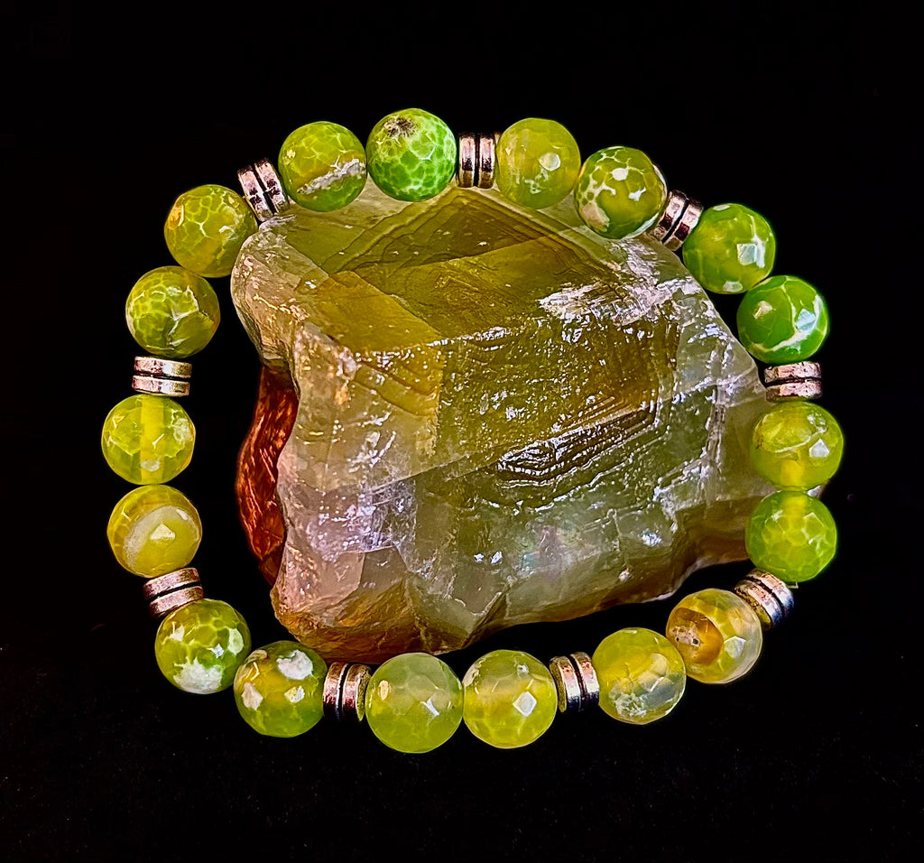 Green Lime Agate - 8"-8.5" - Large and XL Wrists | | Wiccan Center