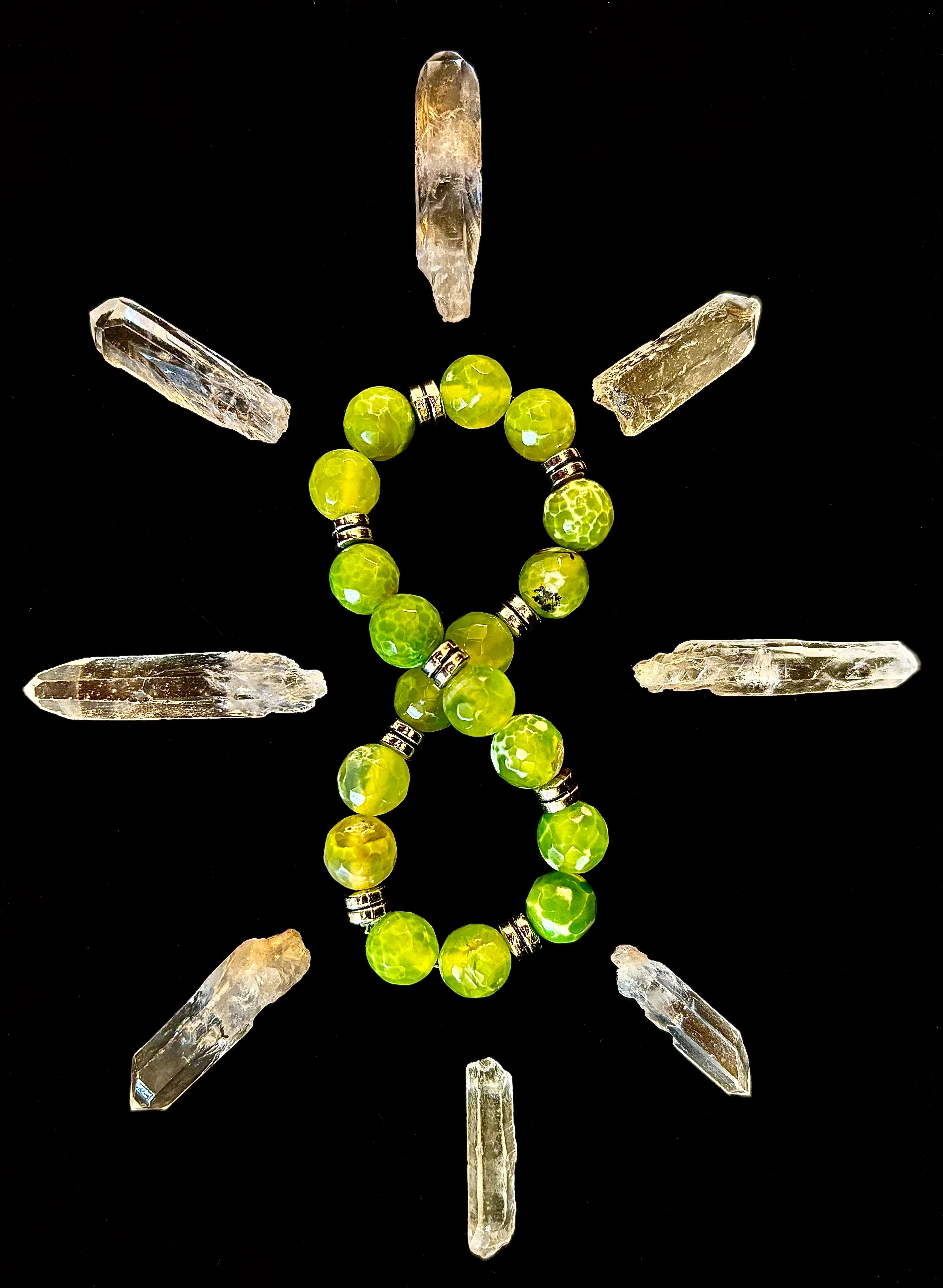 Green Lime Agate - 8"-8.5" - Large and XL Wrists | | Wiccan Center