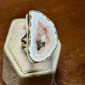 Pink Agate Geode Slice Ring – Sterling Silver – Size 10 | Rings | Wiccan Center