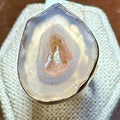 Pink Agate Geode Slice Ring – Sterling Silver – Size 9 | Rings | Wiccan Center