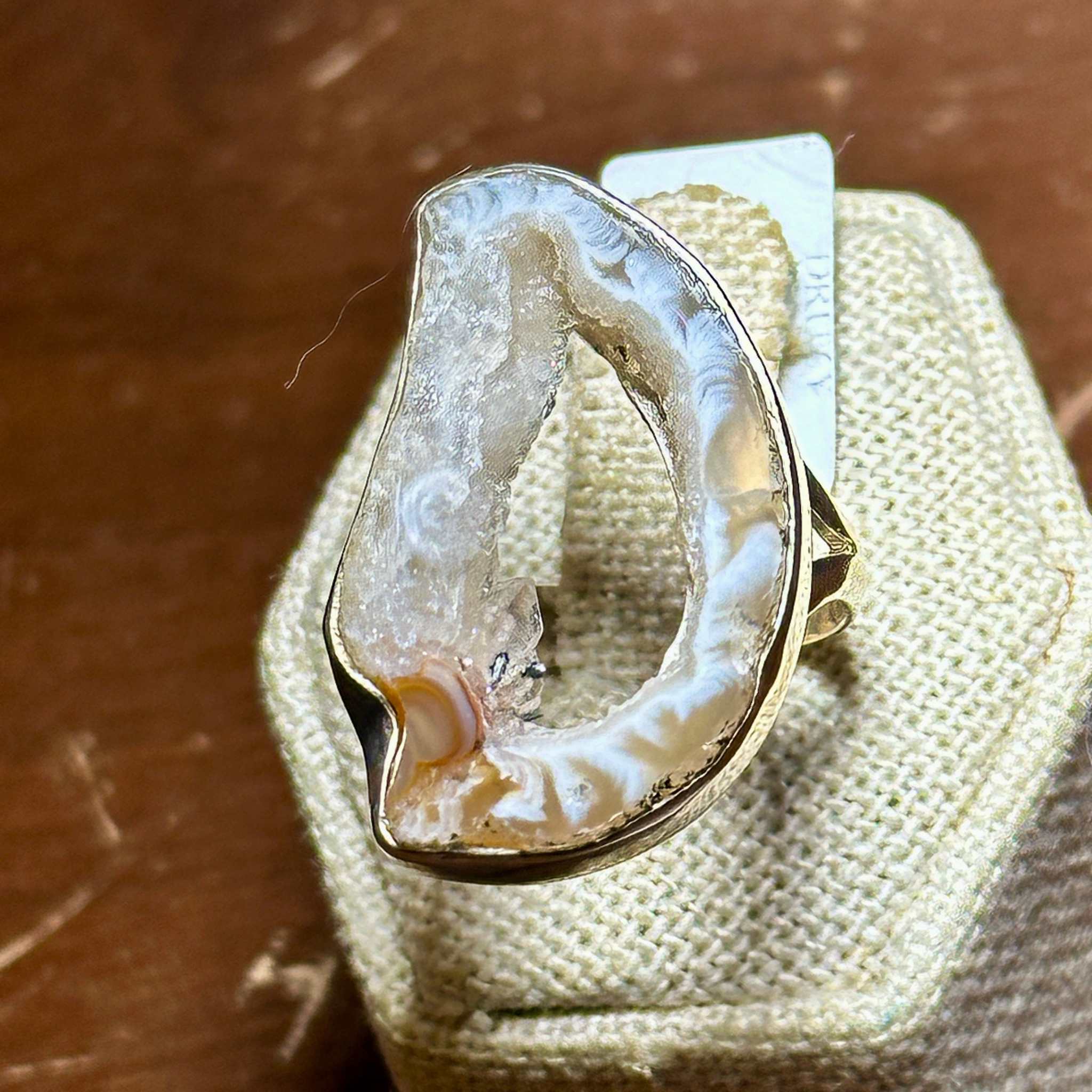 Agate Geode Slice Ring – Sterling Silver – Size 9 | Rings | Wiccan Center