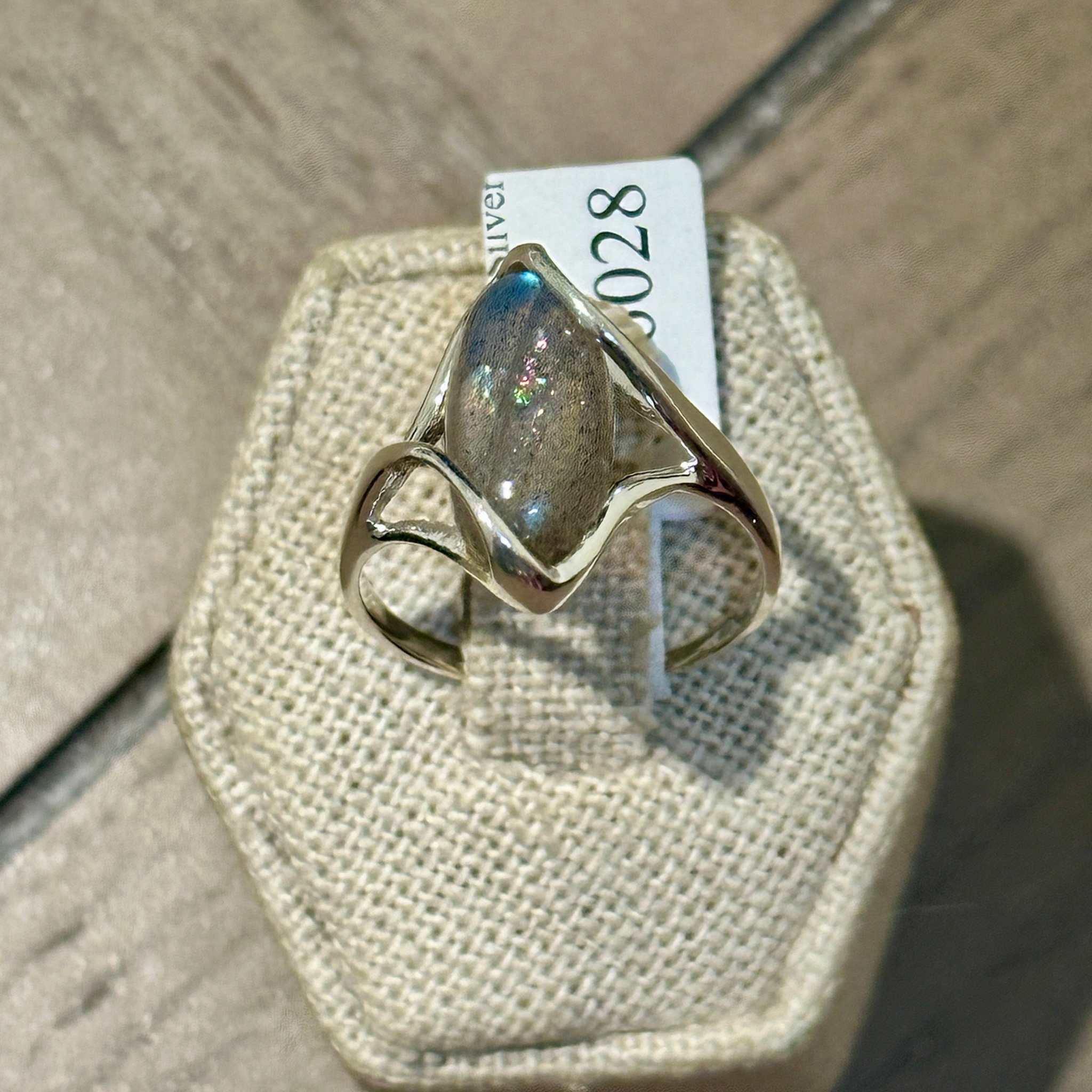 Labradorite Marquise Wave-Frame Ring – Sterling Silver – Sizes 5 & 10 | Rings | Wiccan Center