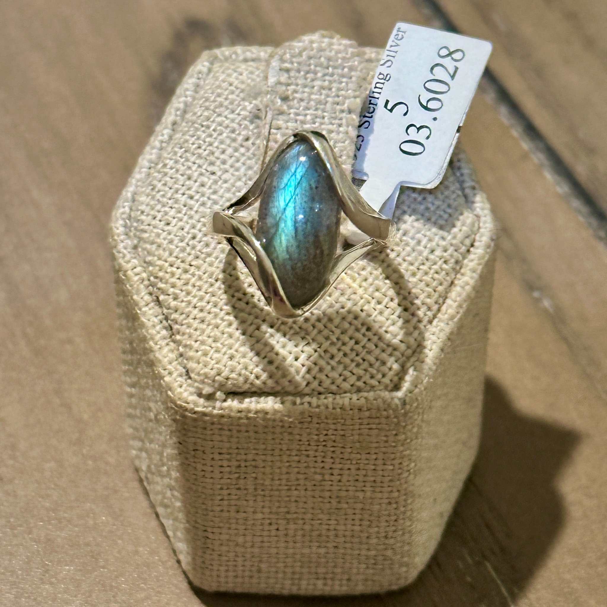 Labradorite Marquise Wave-Frame Ring – Sterling Silver – Sizes 5 & 10 | Rings | Wiccan Center