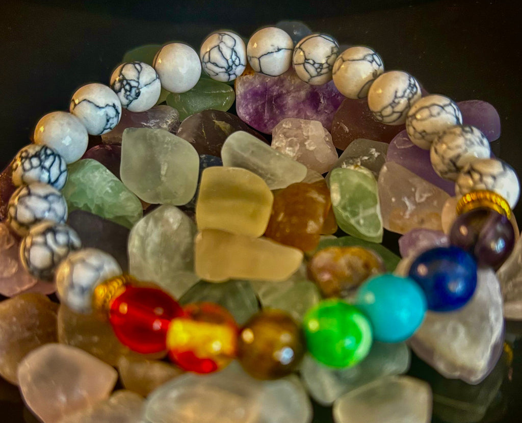 Chakra & White Howlite Energy Bracelet – Stress Relief, Balance & Inner Peace | | Wiccan Center