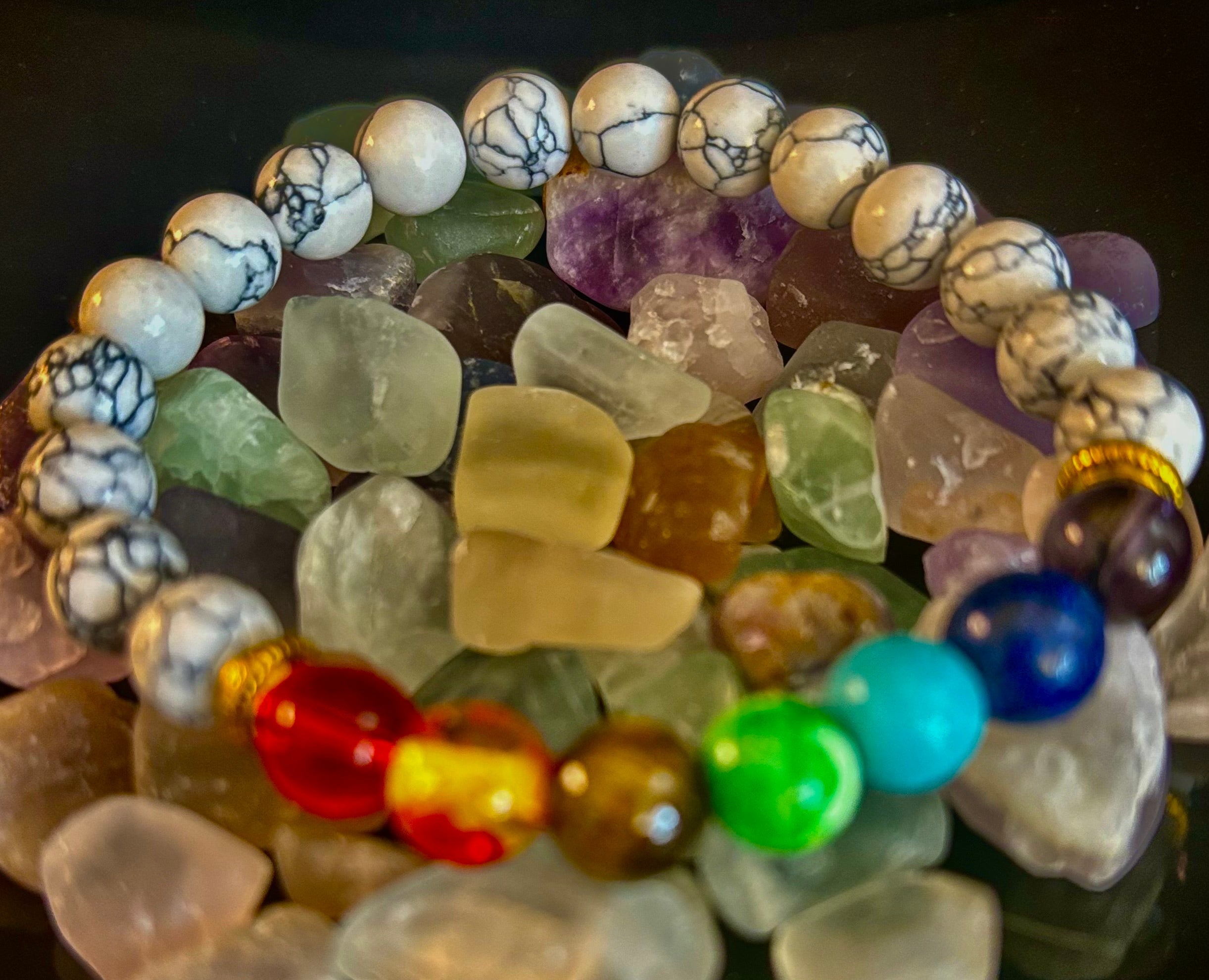 Chakra & White Howlite Energy Bracelet – Stress Relief, Balance & Inner Peace | | Wiccan Center
