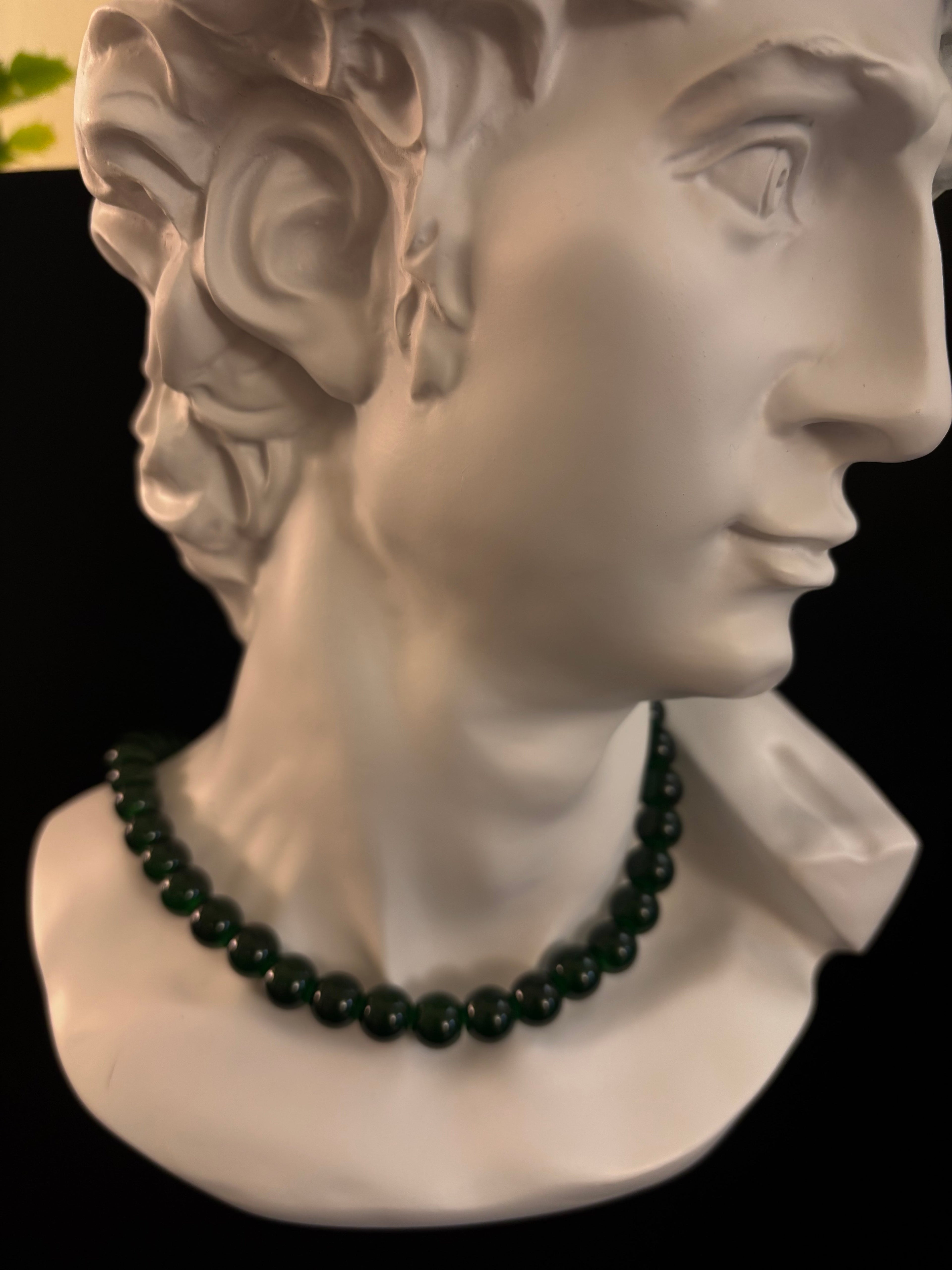 Emerald Green 8mm Beaded Choker Necklace – Bold, Timeless & Vibrant 💚✨ | | Wiccan Center