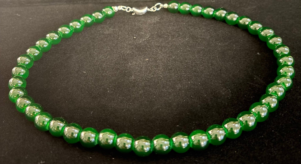 Emerald Green 8mm Beaded Choker Necklace – Bold, Timeless & Vibrant 💚✨ | | Wiccan Center