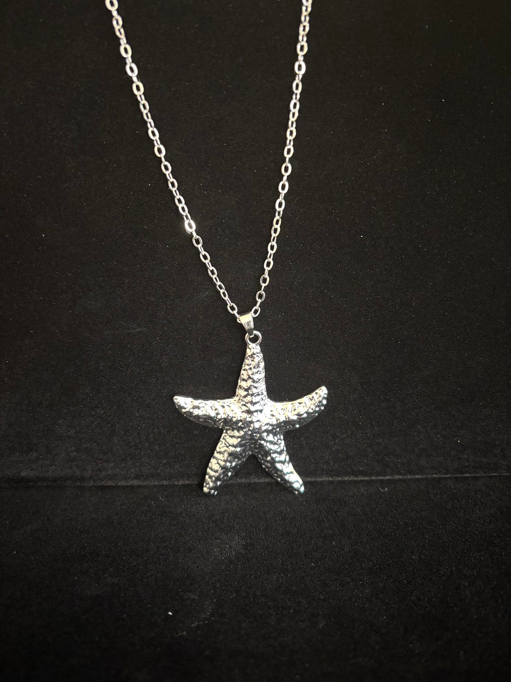 Silver Textured Starfish Pendant Necklace – Ocean-Inspired Elegance 🌊✨ | | Wiccan Center