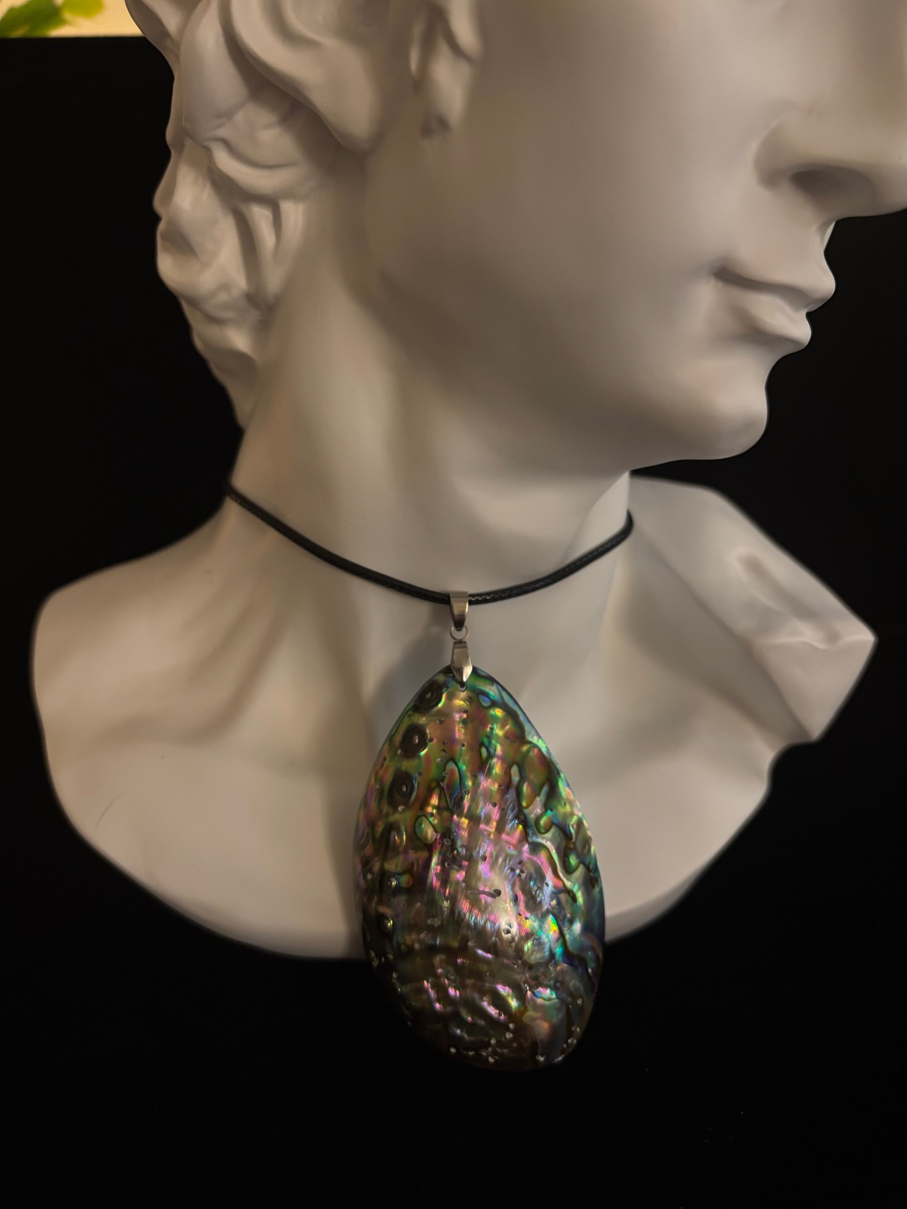 Natural Abalone Shell Copper Edged Pendant Necklace | | Wiccan Center