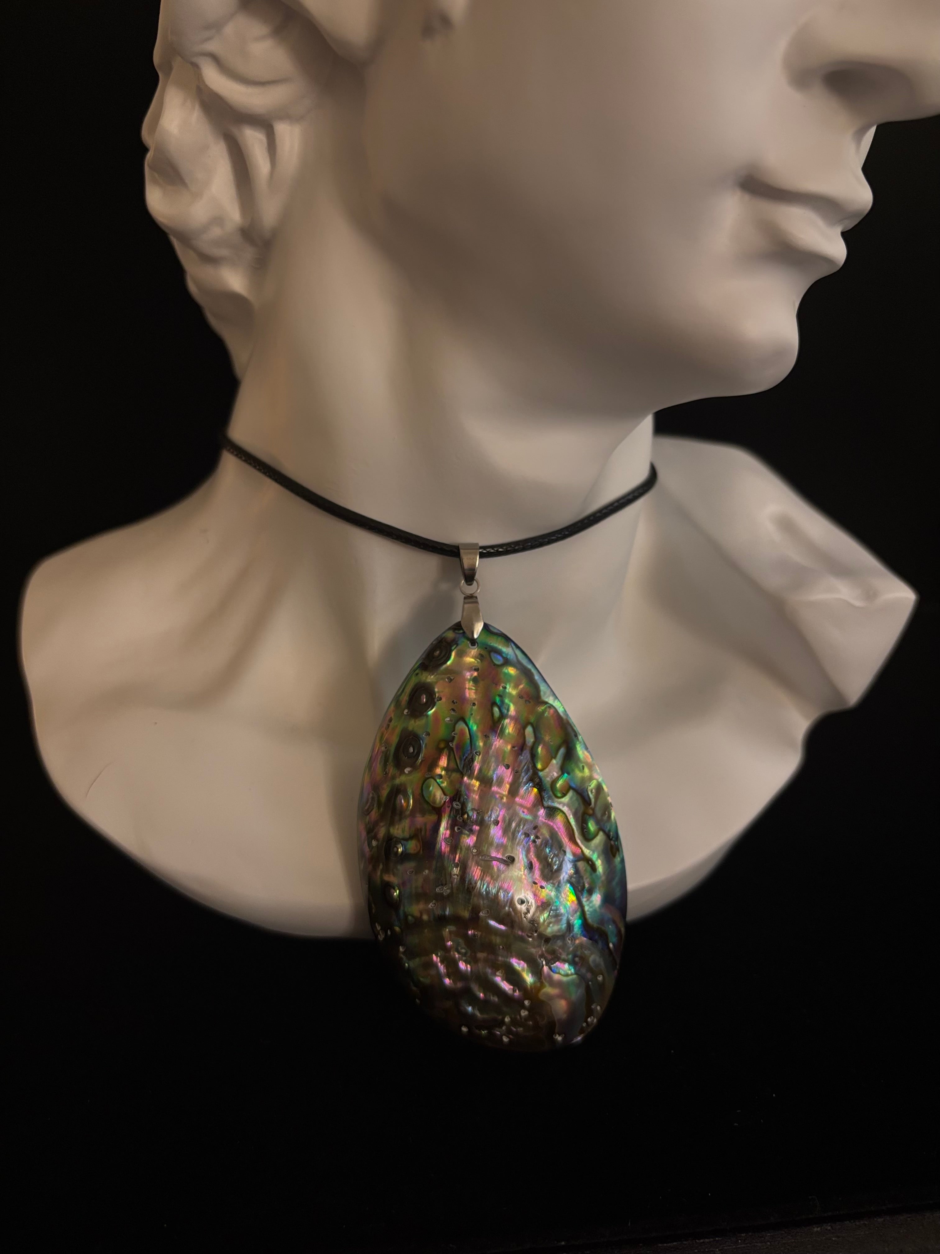 Natural Abalone Shell Copper Edged Pendant Necklace | | Wiccan Center