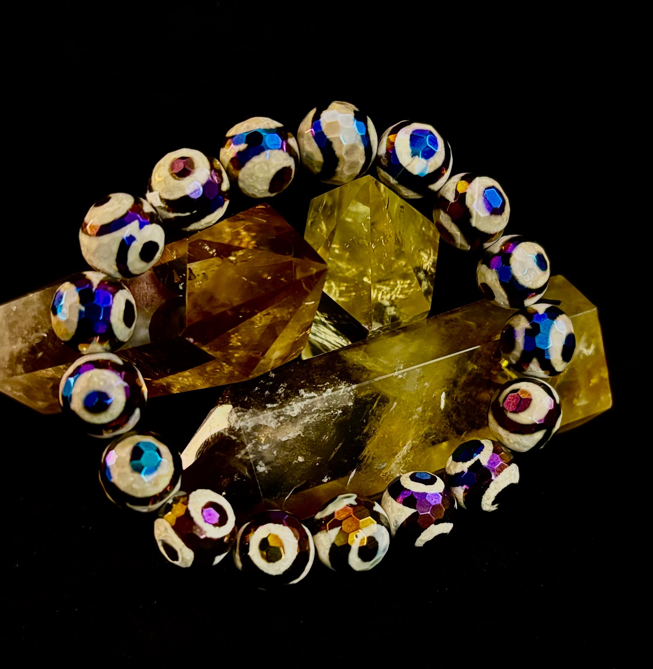 Mexican Agate Evil Eye Bracelet — Natural Earth-Mined Agate Beaded Bracelet Inspired by Puerto Vallarta (12mm, Medium–Large Wrists) | | Wiccan Center