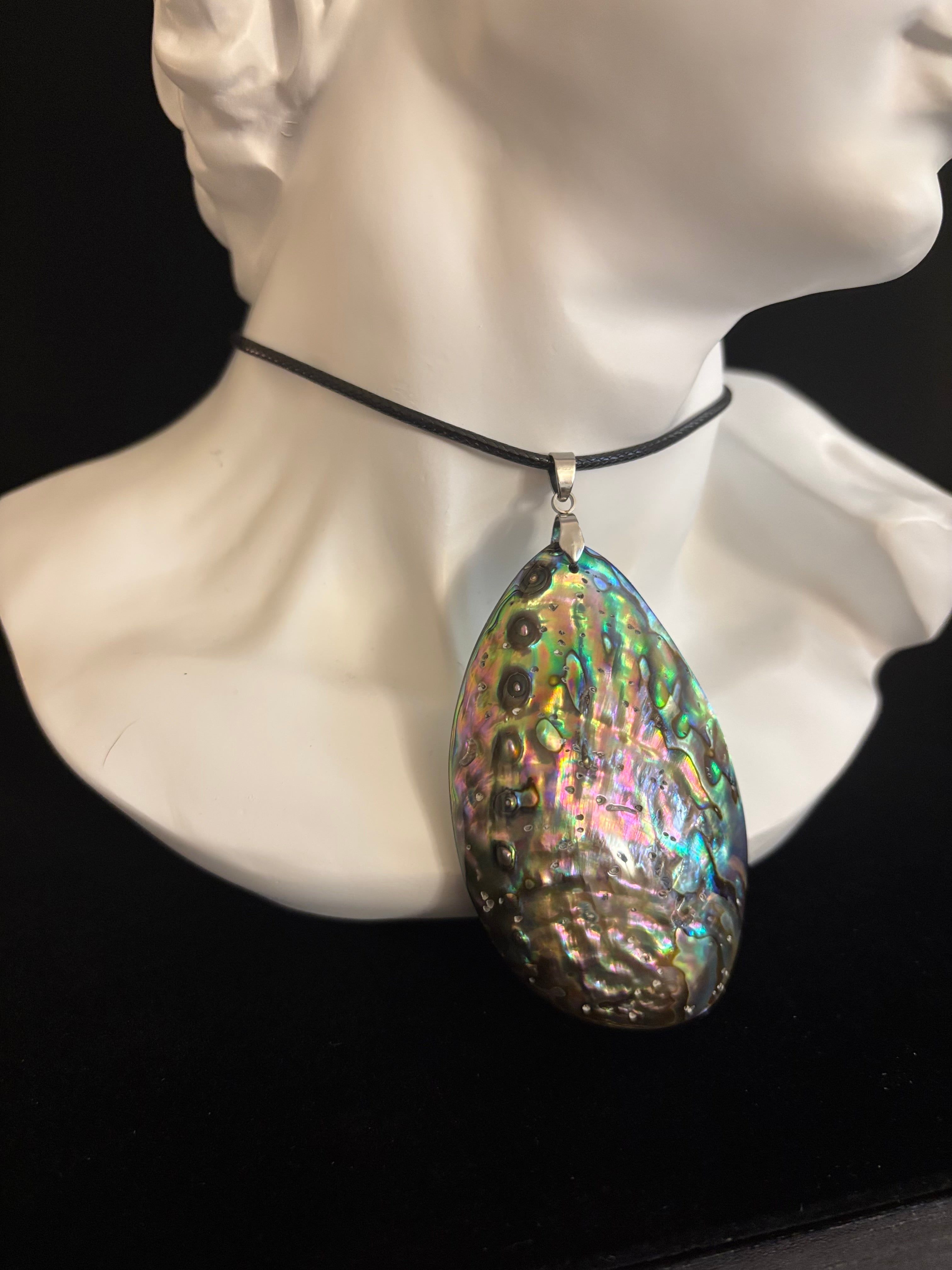 Natural Abalone Shell Copper Edged Pendant Necklace | | Wiccan Center