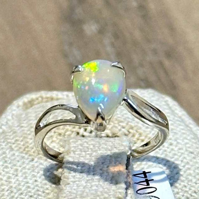 Ethiopian Opal Pear Twist-Band Ring – Sterling Silver – Size 6–7 | Rings | Wiccan Center