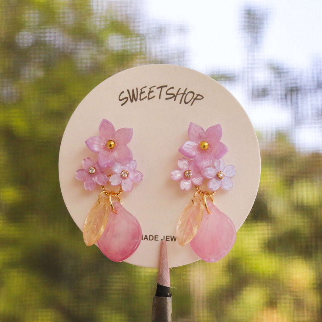 SALE - Light Purple Sakura Earrings